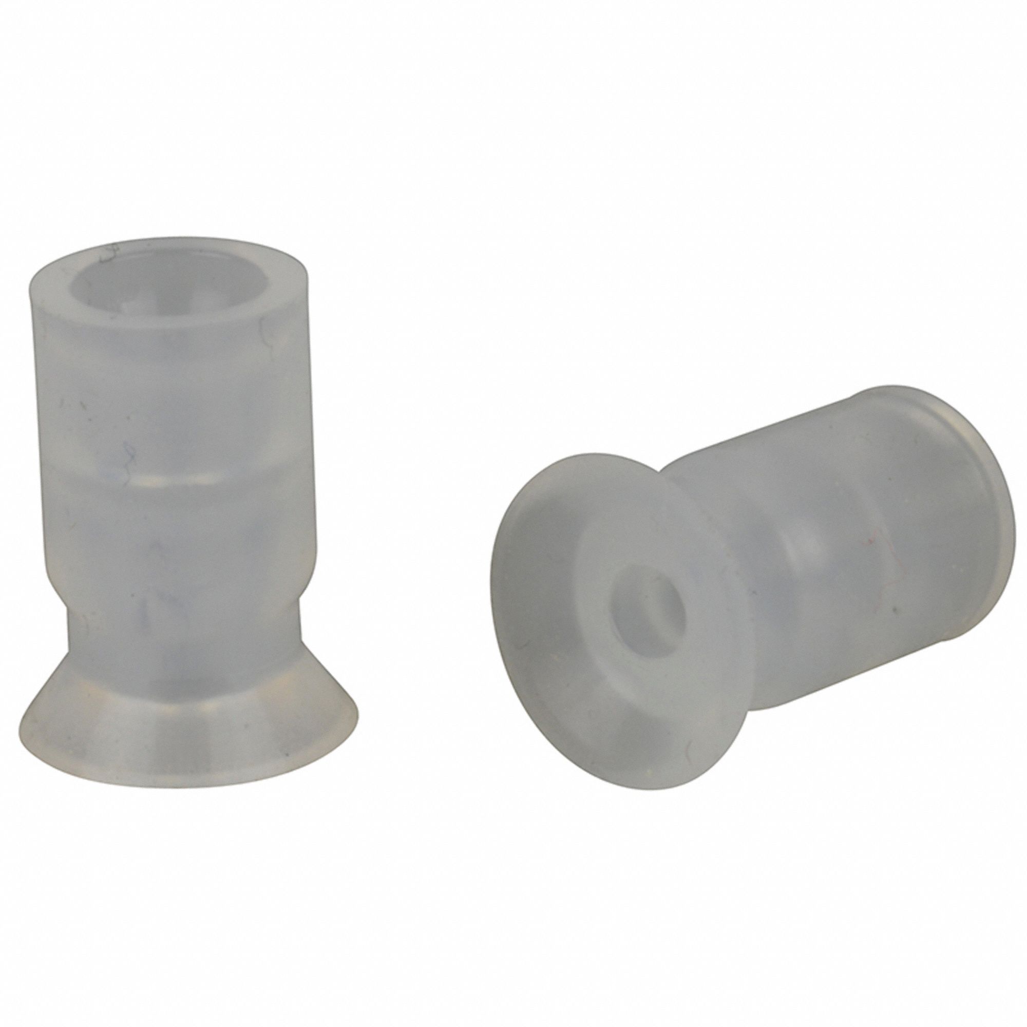 Vacuum Pad: Flat, w/o Adapter, 6 mm Pad Dia, Food Grade Silicone Rubber, White, 12 mm Pad Ht