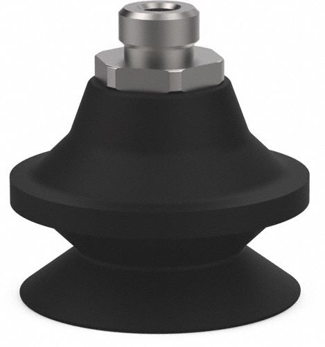 Vacuum Pad Assembly: G1/8 in, 29.97 mm Pad Dia, NBR, Black, 11.43 mm Pad Ht, 50A