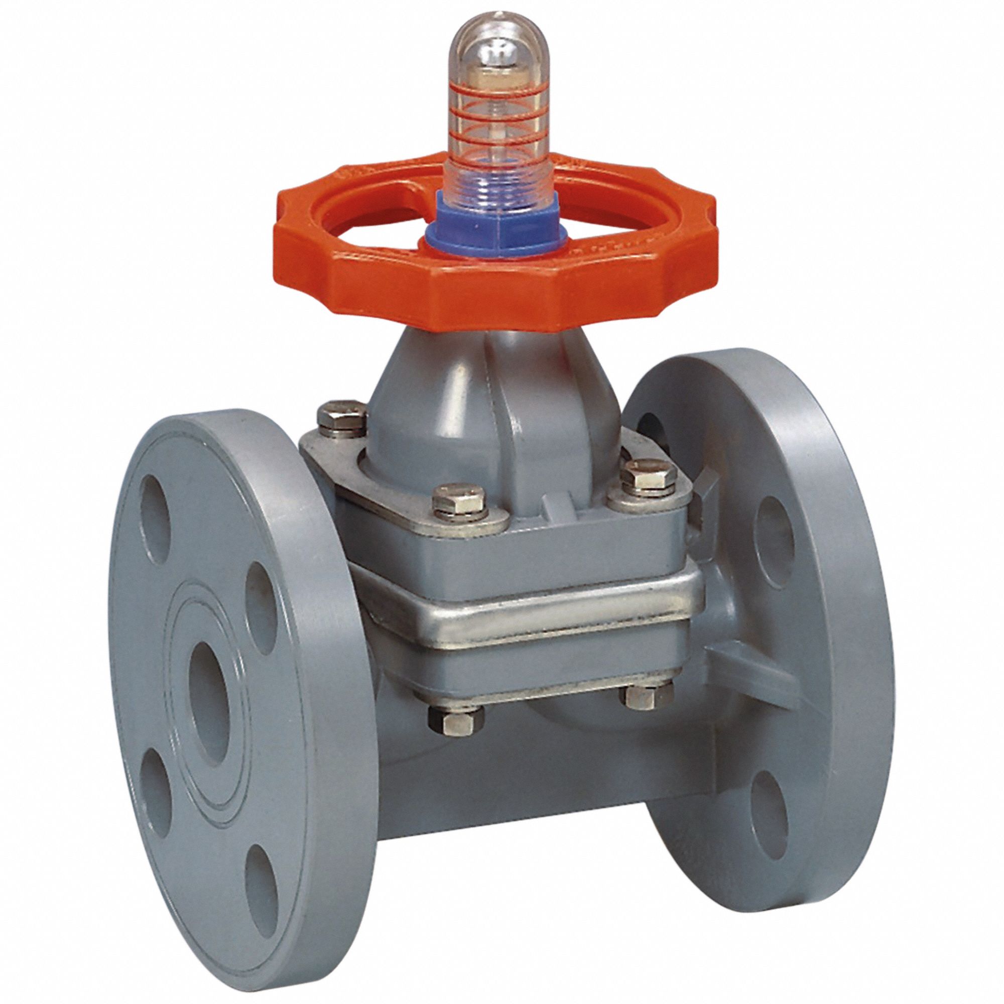 HAYWARD Diaphragm Valve: 2 1/2 in, PVC, 2-Way, Flange x Flange, 150 psi Max Pressure (CWP)