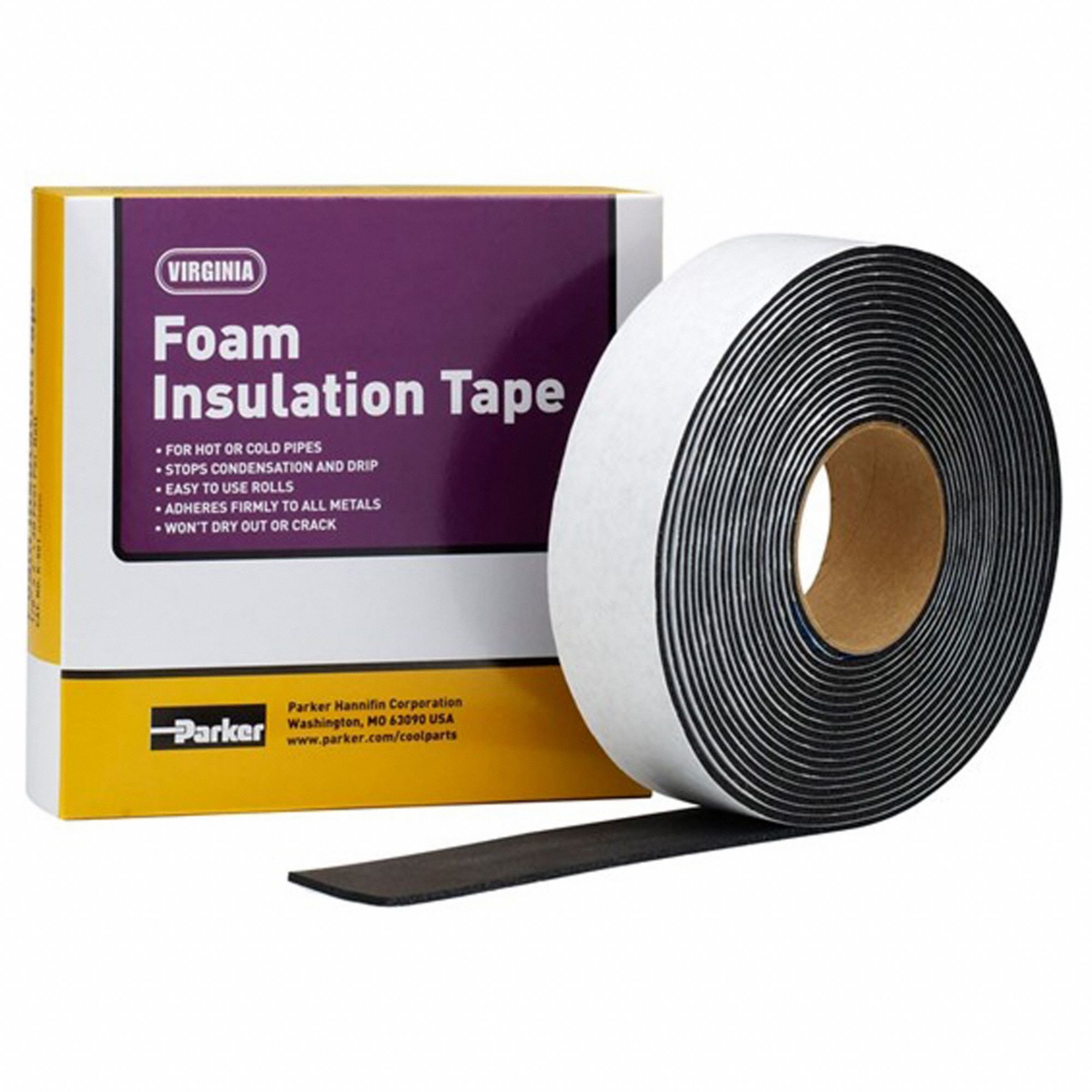 Roll, Black 810NJ1K501 FOAM INSULATION TAPE 2" Grainger