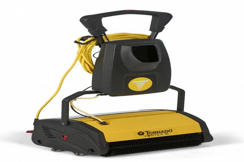 Floor Scrubber: Floor Scrubber, 18 in Machine Size, Cylindrical Deck, AC, Vortex
