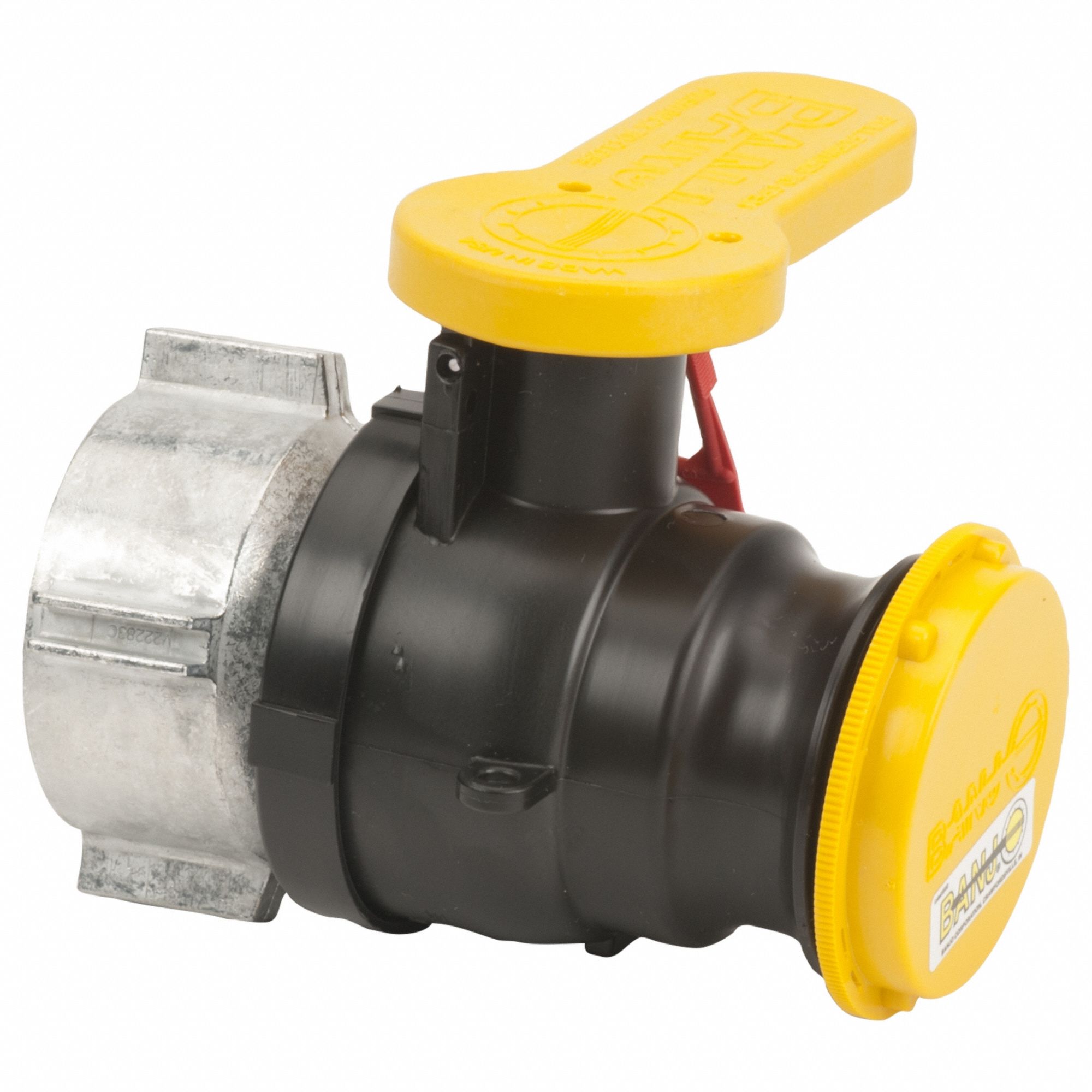 Manual Two-Way Ball Valve: 2 in, Polypropylene, Straight, Female Buttress x Male Camlock