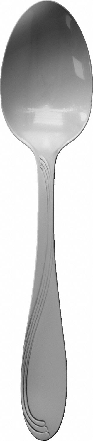 Teaspoon: Wave, 18/0, Stainless Steel, 6 1/8 in Overall Lg, Silver