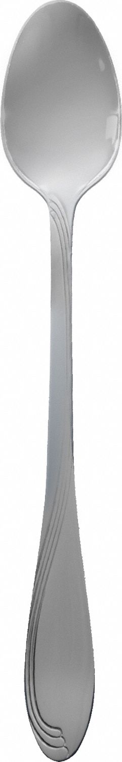 Ice Tea Spoon: Wave, 18/0, Stainless Steel, 7 7/8 in Overall Lg, Silver