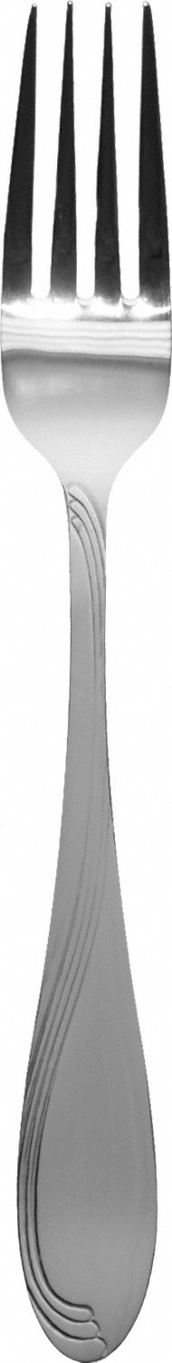 Dinner Fork: Wave, 18/0, Stainless Steel, 8 3/8 in Overall Lg, Silver