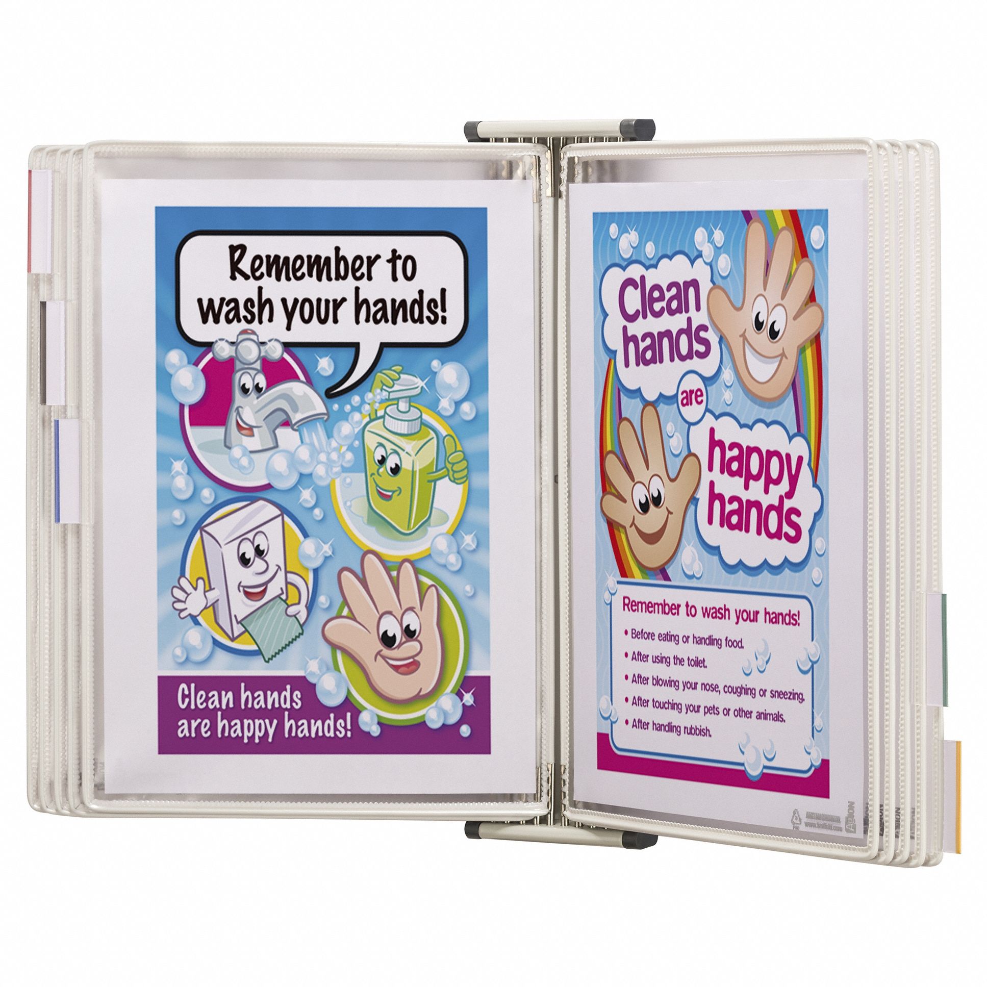 Document Display Kit: Wall Mount, 13 3/4 in Ht, 19 3/4 in Wd, White, Metal