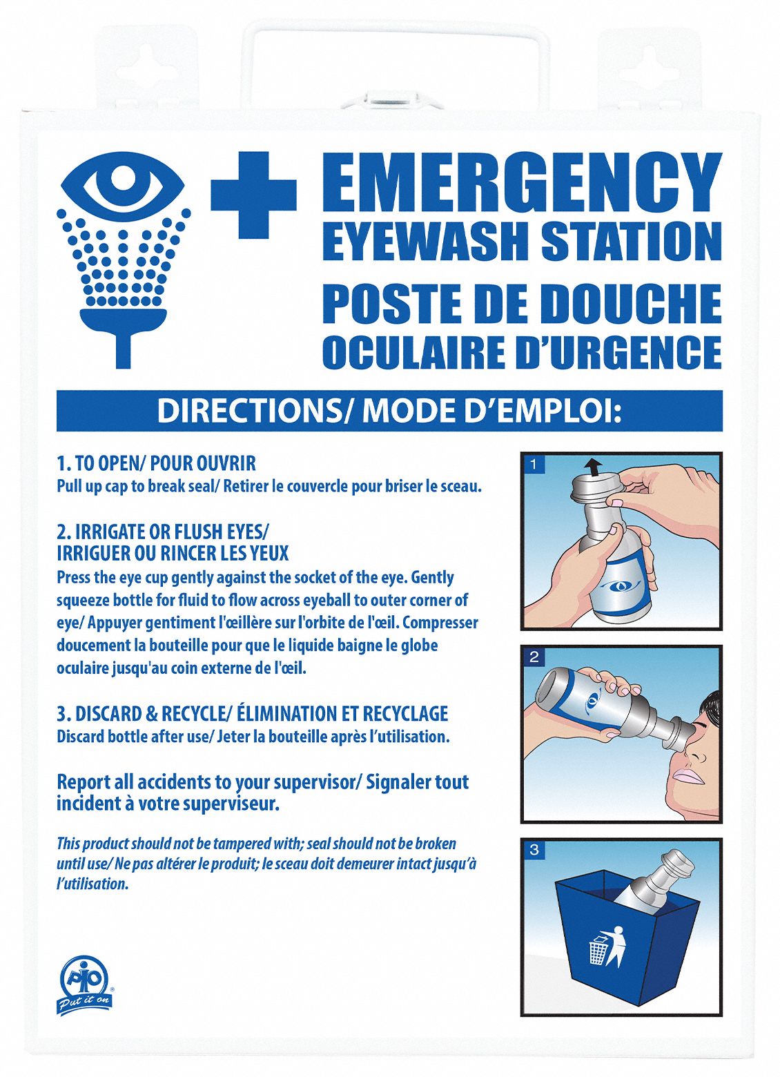 METAL EYEWASH STATION, (2) 1L SOLUTION