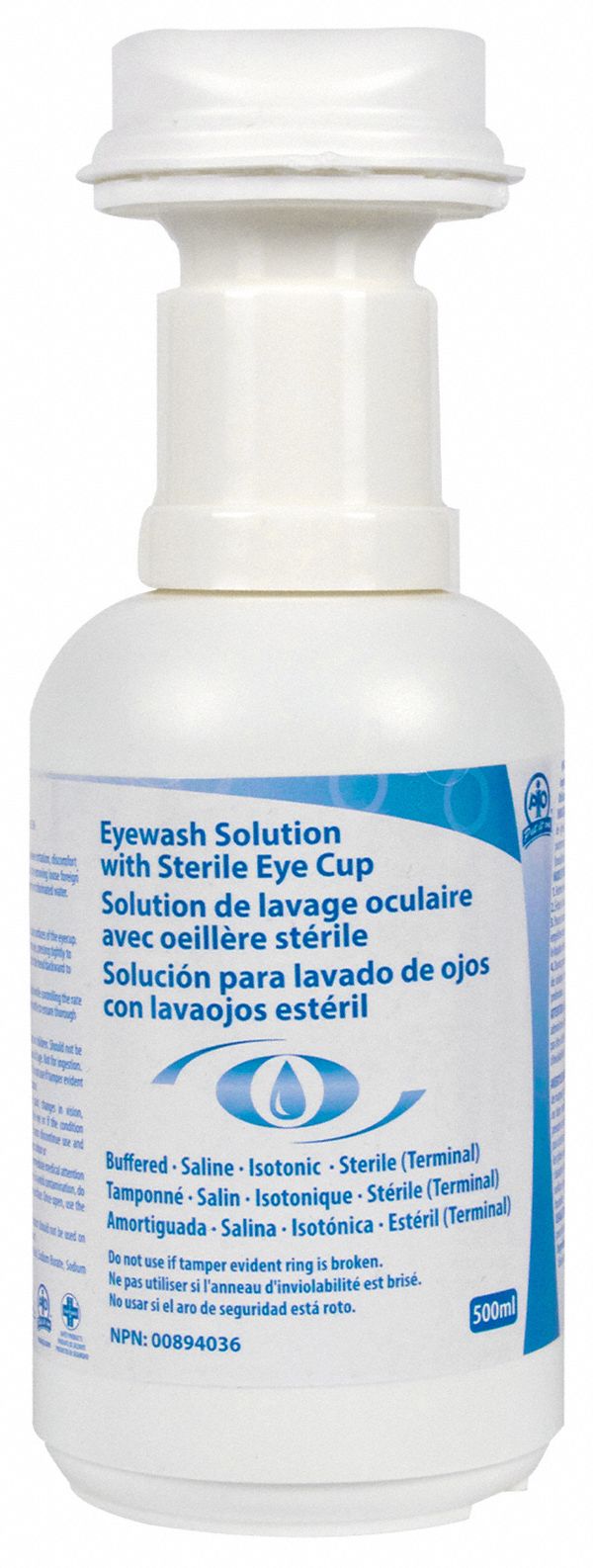 EYEWASH SOLUTION W/STERILE EYE CUP 500ML