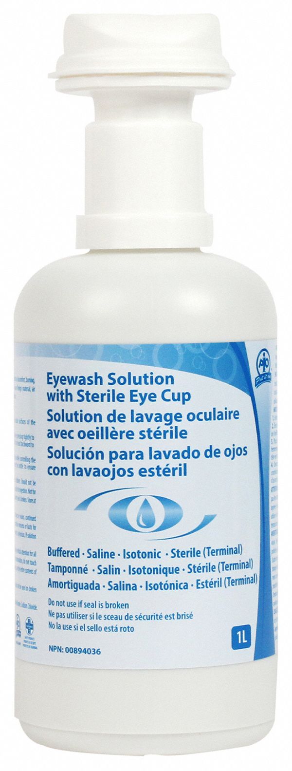 EYEWASH SOLUTION W/ STERILE EYE CUP 1L