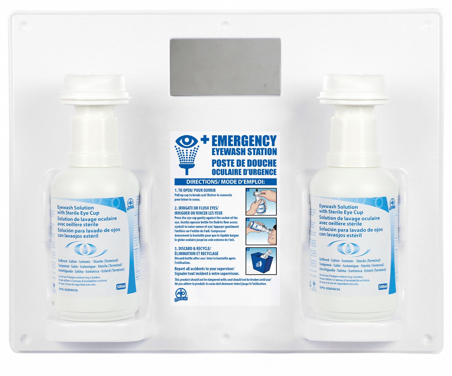 DUAL EYEWASH STATION,(2) 500ML SOLUTION