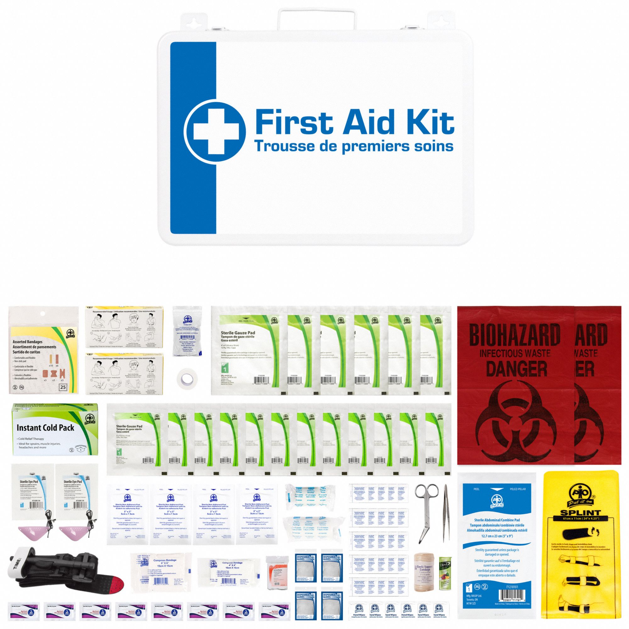 WASIP FIRST AID KIT,METAL,WHITE,S First Aid Kits and Refills WASF784M361 F784M361