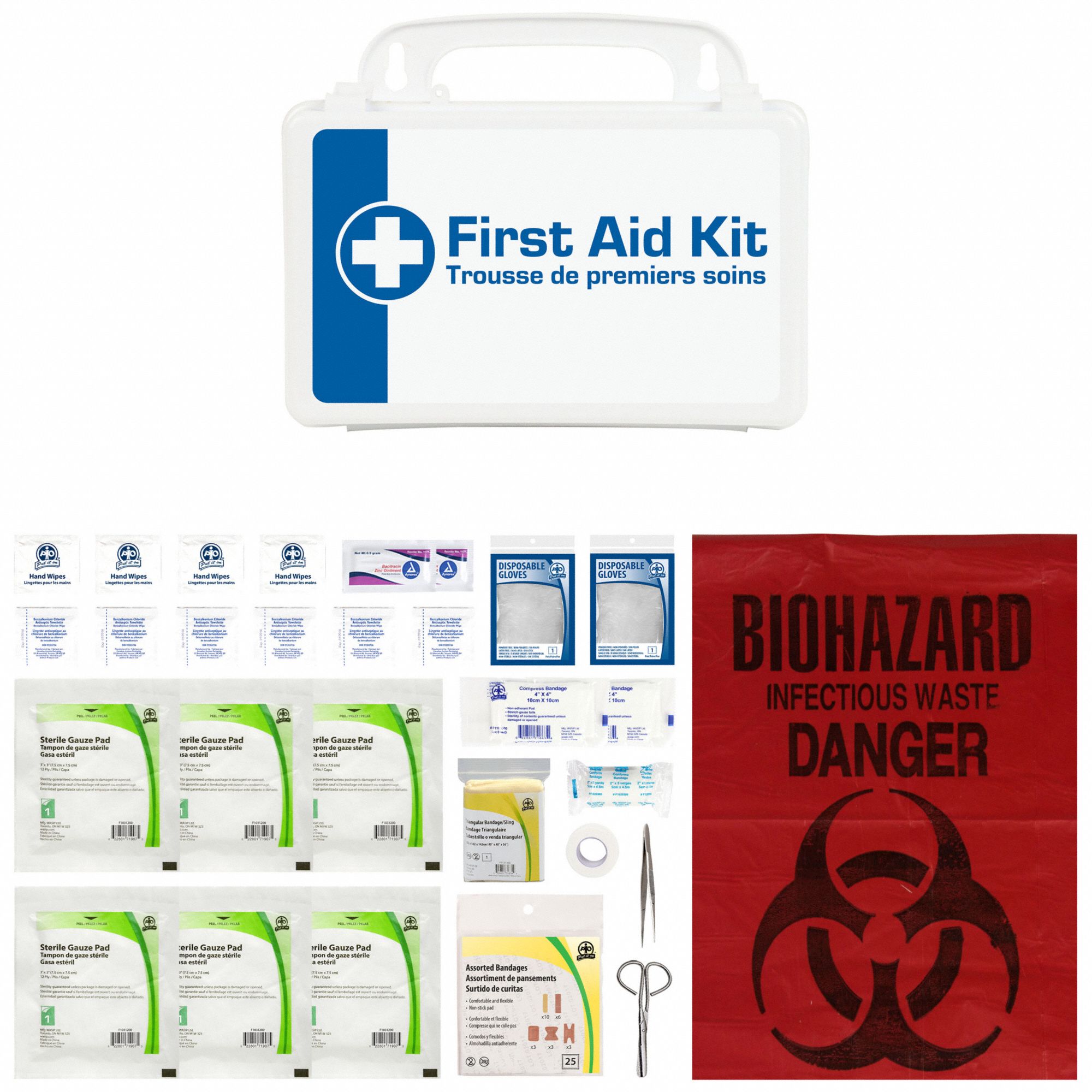 WASIP FIRST AID KIT,PLASTIC,WHITE - First Aid Kits and Refills ...