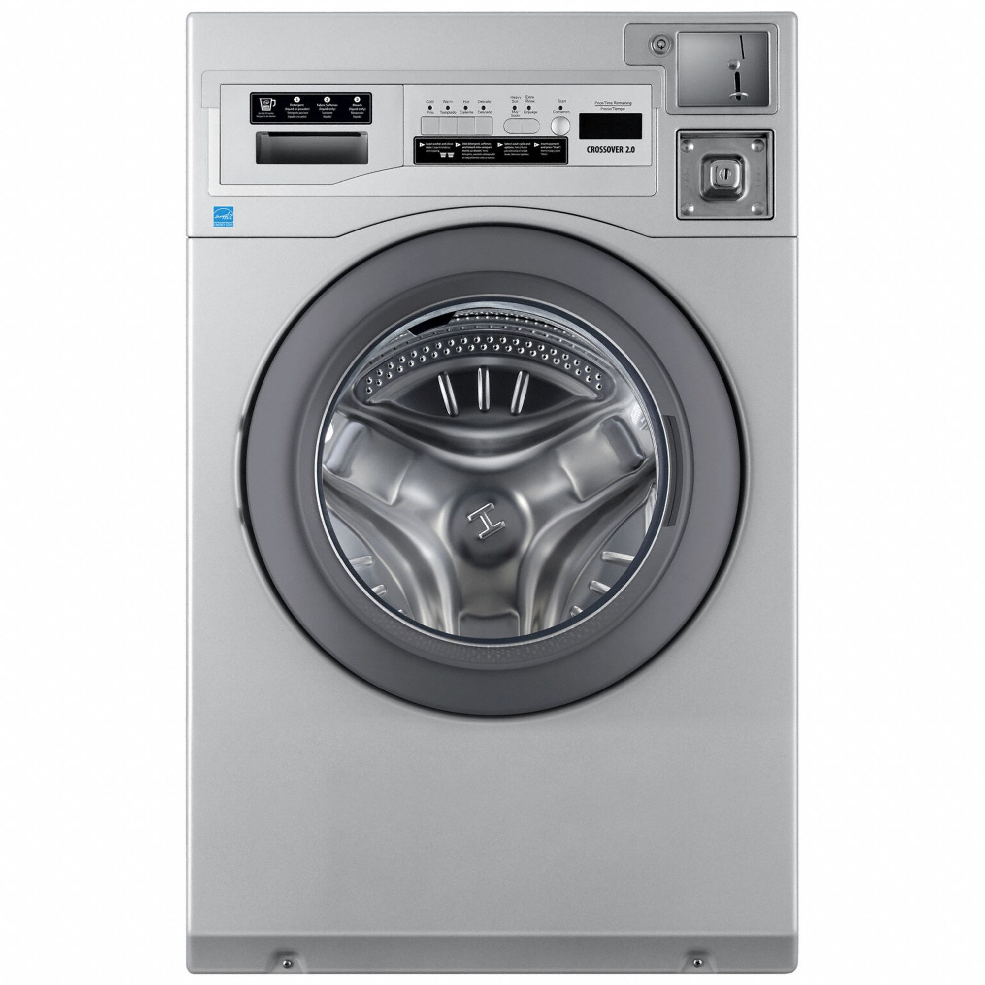 Front Load Washer: Stainless Steel, 2.9 cu ft Capacity, Front Load, Coin-Operated