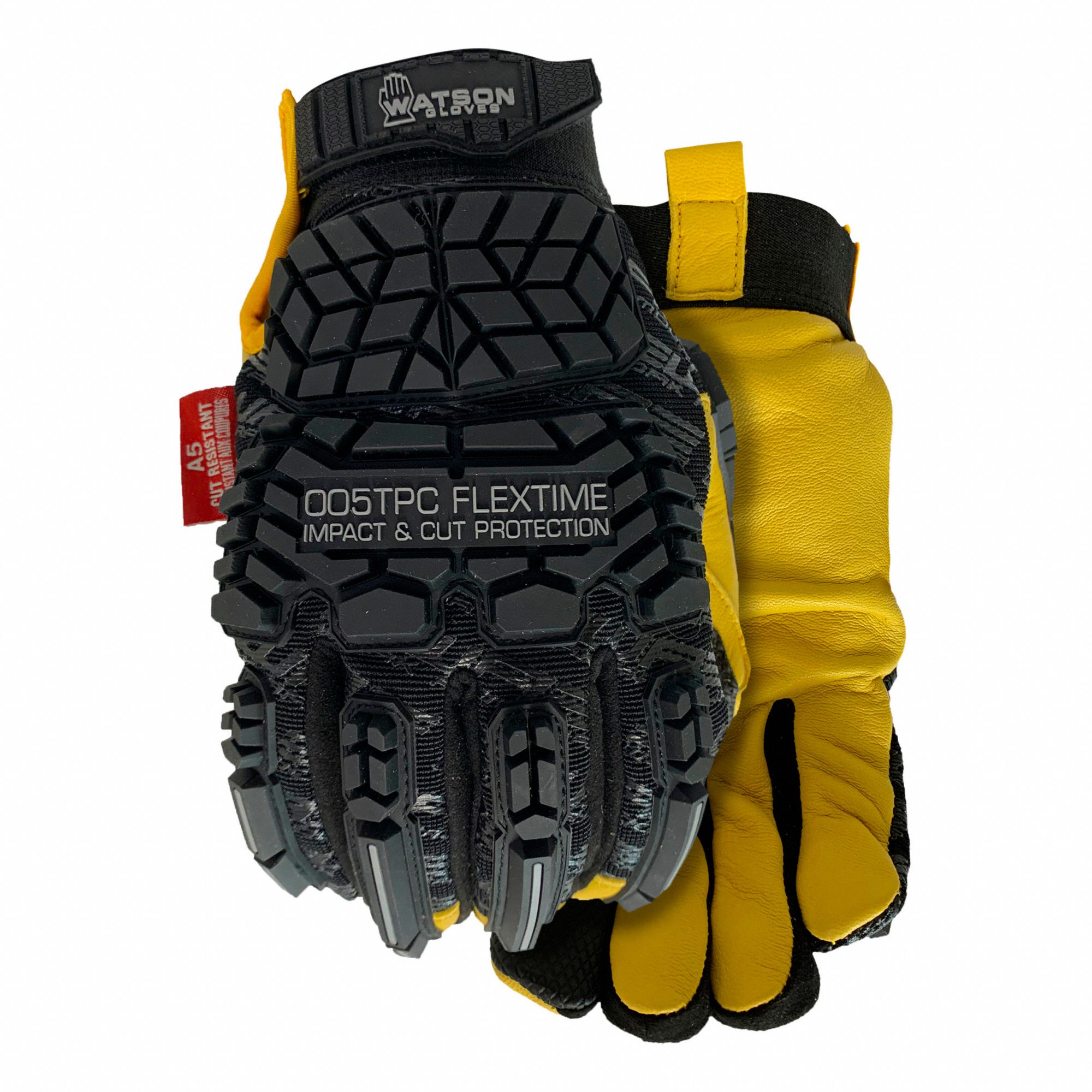 CUT-RESISTANT GLOVES, WORK ARMOUR, IMPACT-RESISTANT, XL/10, BLK/TAN, 10 IN L, GOATSKIN/SPANDEX