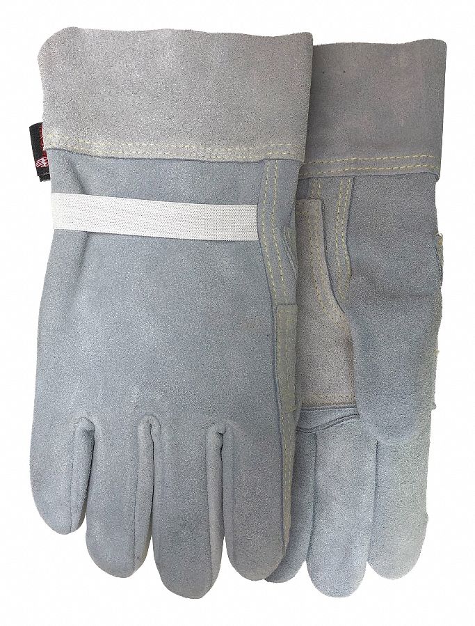 GANTS DE SOUDAGE,COUPE GUNN/POUCE AILÉ,TLE 8/M,GRIS,CUIR/ÉLAST/DOUBLURE,PR