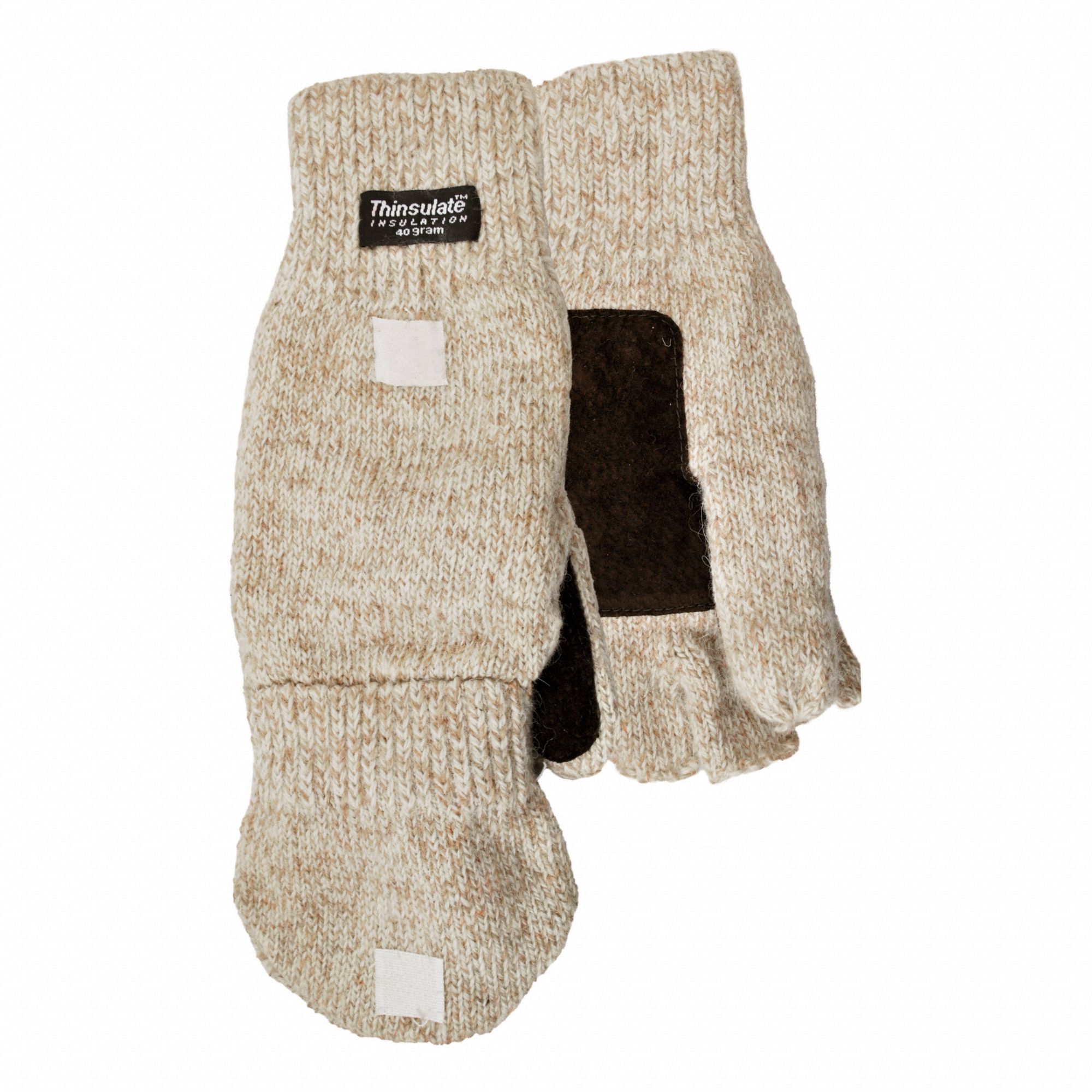 COLD PROTECTION GLOVES, KNIT WRIST/FLIP-TOP CUFF, L, BEIGE, THINSULATE C40, STRAIGHT