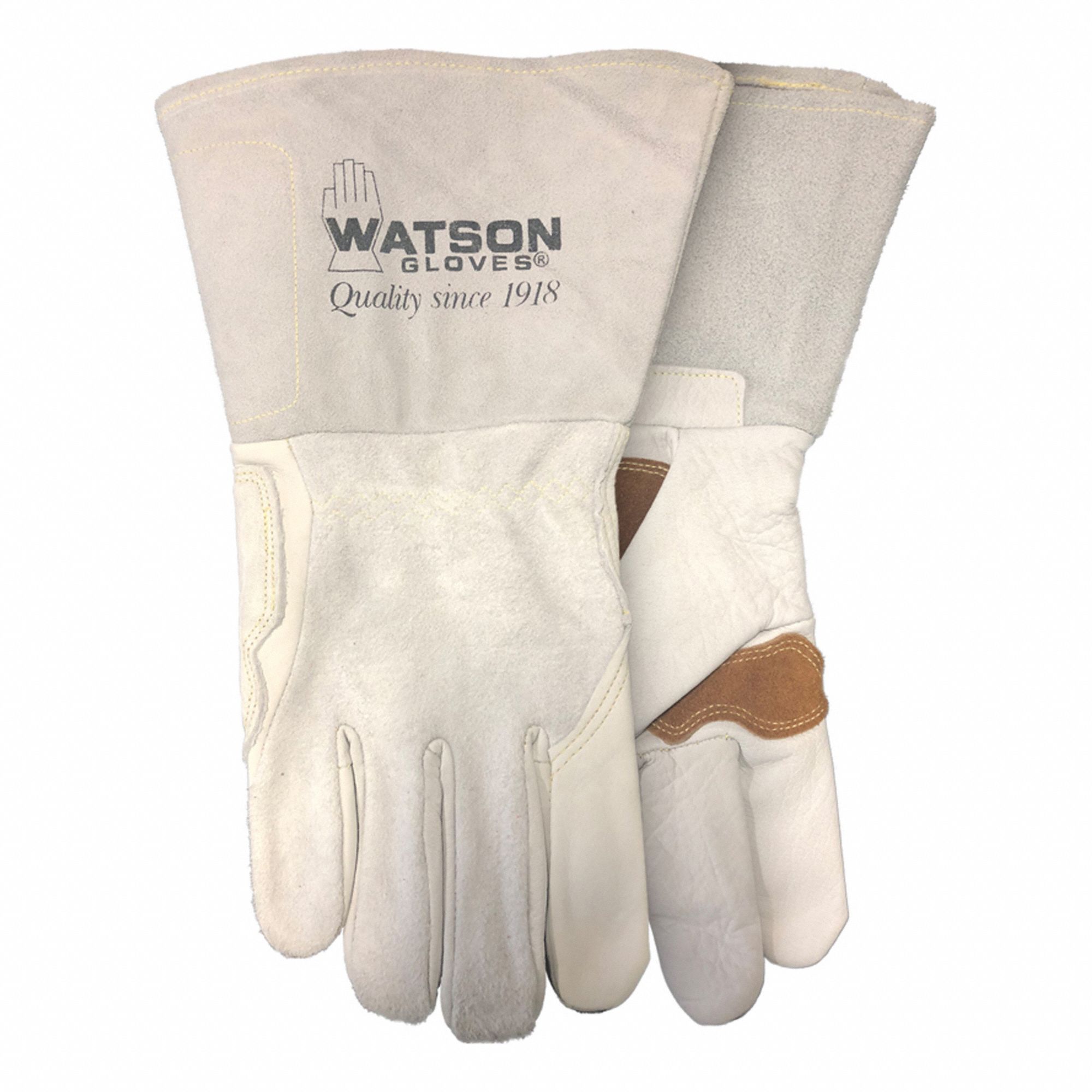 WELDING GLOVES, MIG, WING THUMB/GUNN CUT, SZ 10/XL, 12 IN L, GREY, COWHIDE/KEVLAR, PR