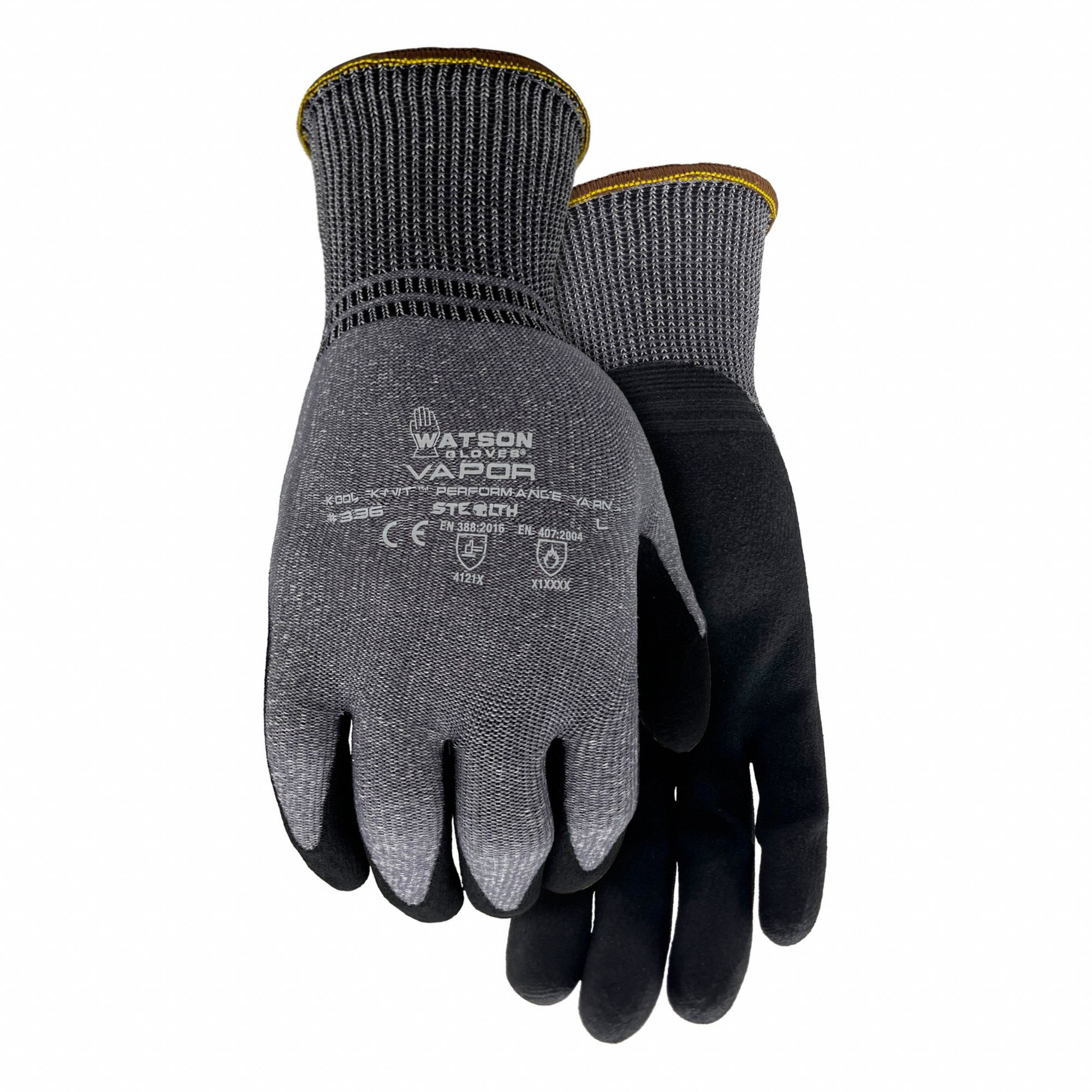 GLOVES, COATED, KOOL KNIT, PALM/FING, XXL, GREY/BLACK, FOAM, NATURAL RUBBER