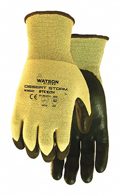 GANTS RÉSIST COUPURES, STEALTH, COUPE FRAN, M/8, JNE/NR, 9 PO LNG, NITRILE