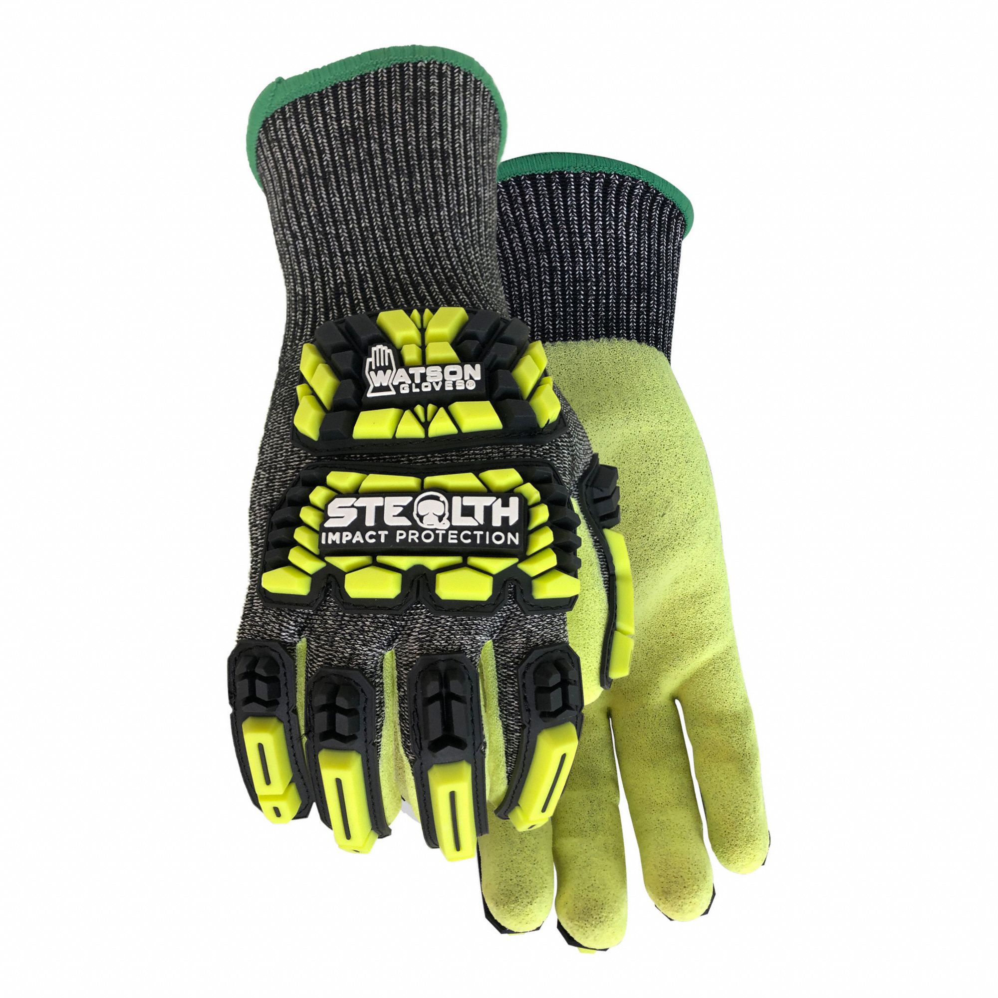 GLOVES, GUNN, ABRASION-RESISTANT, 3/4 DIP, SIZE SMALL/7, 10 IN L, GREEN, NITRILE