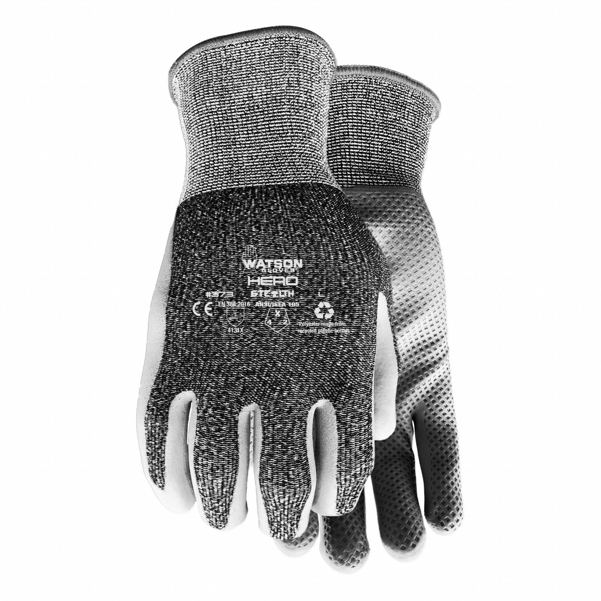 GANTS,ENDUIT,FURTIF,TRICOT SANS COUTURES,FINITION NID D'ABEILLE,PAUME,TTGG,NR/GRIS,MSE DE NITRILE