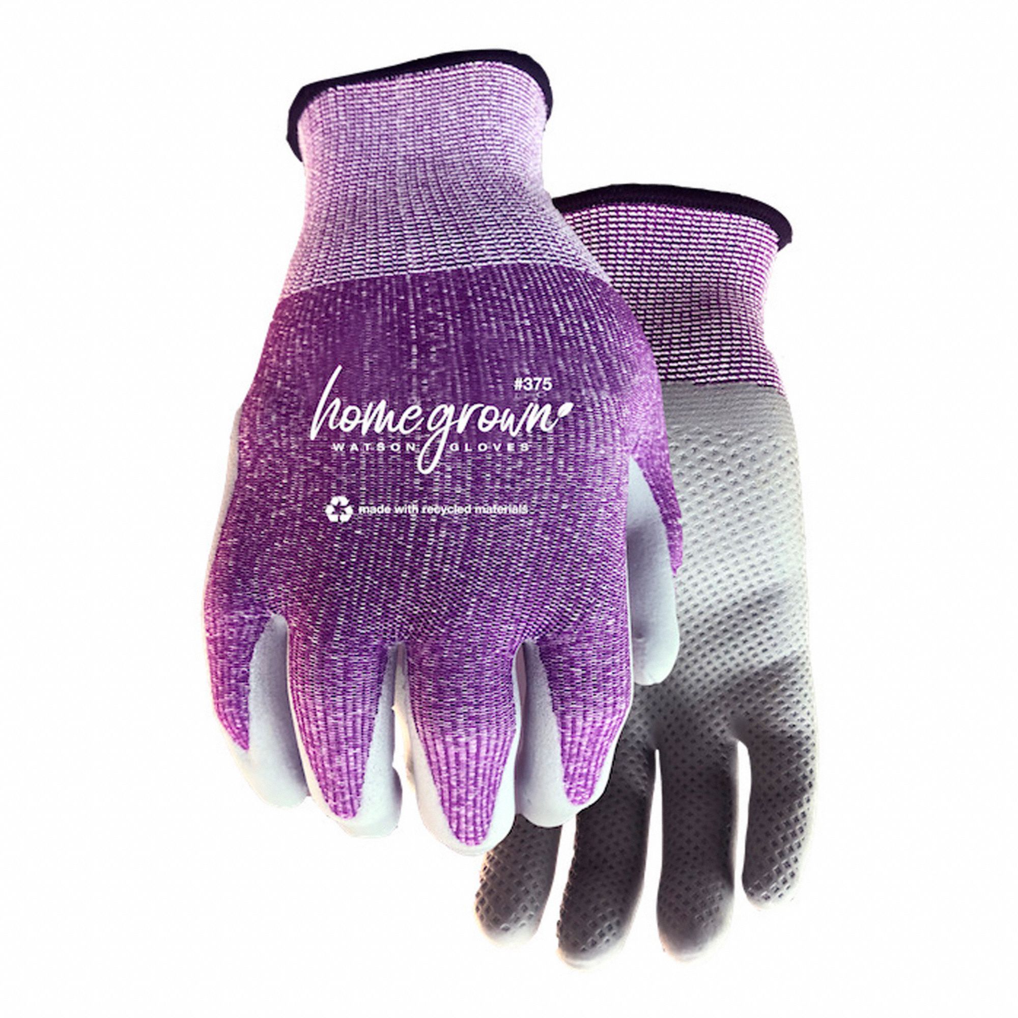 GLOVES, COATED, KARMA, HONEYCOMB FINISH, SEAMLESS KNIT, PALM, L, PURPLE/GREY, FOAM NITRILE