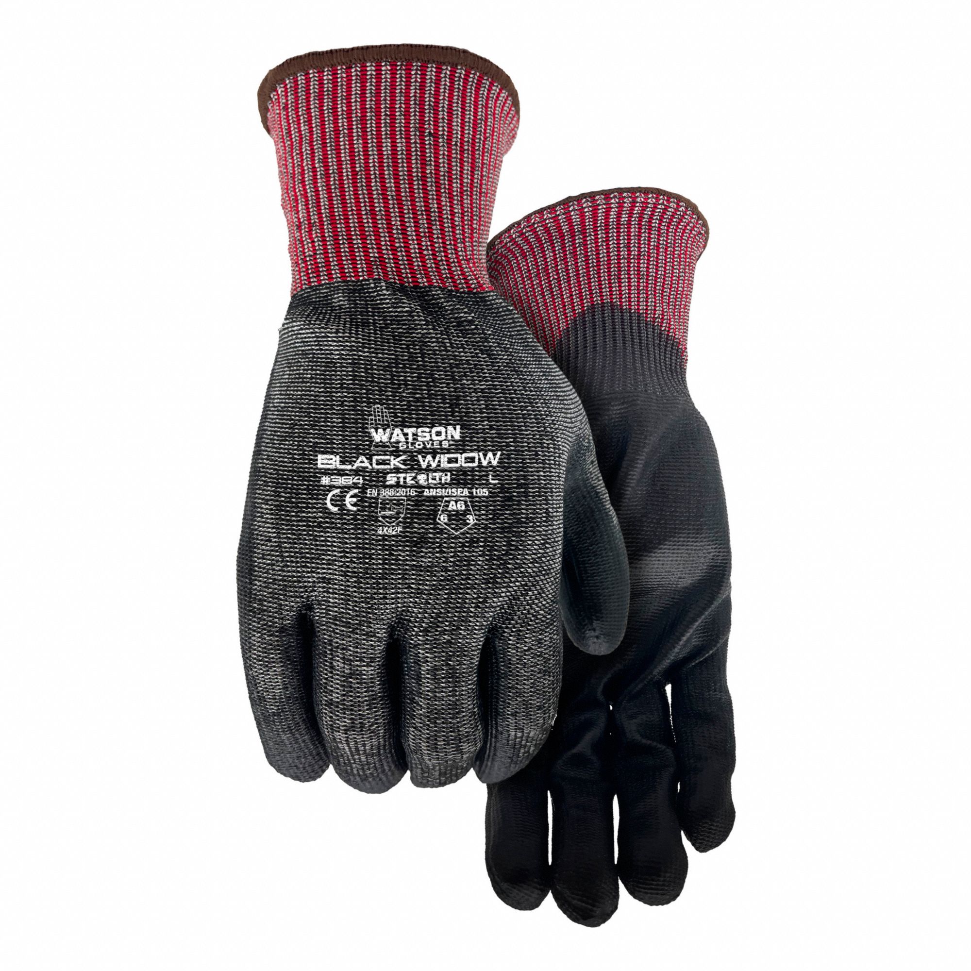 GLOVES, CUT-RESISTANT/CLUTE, SIZE SMALL/7, 9 IN L, BLACK, POLYURETHANE