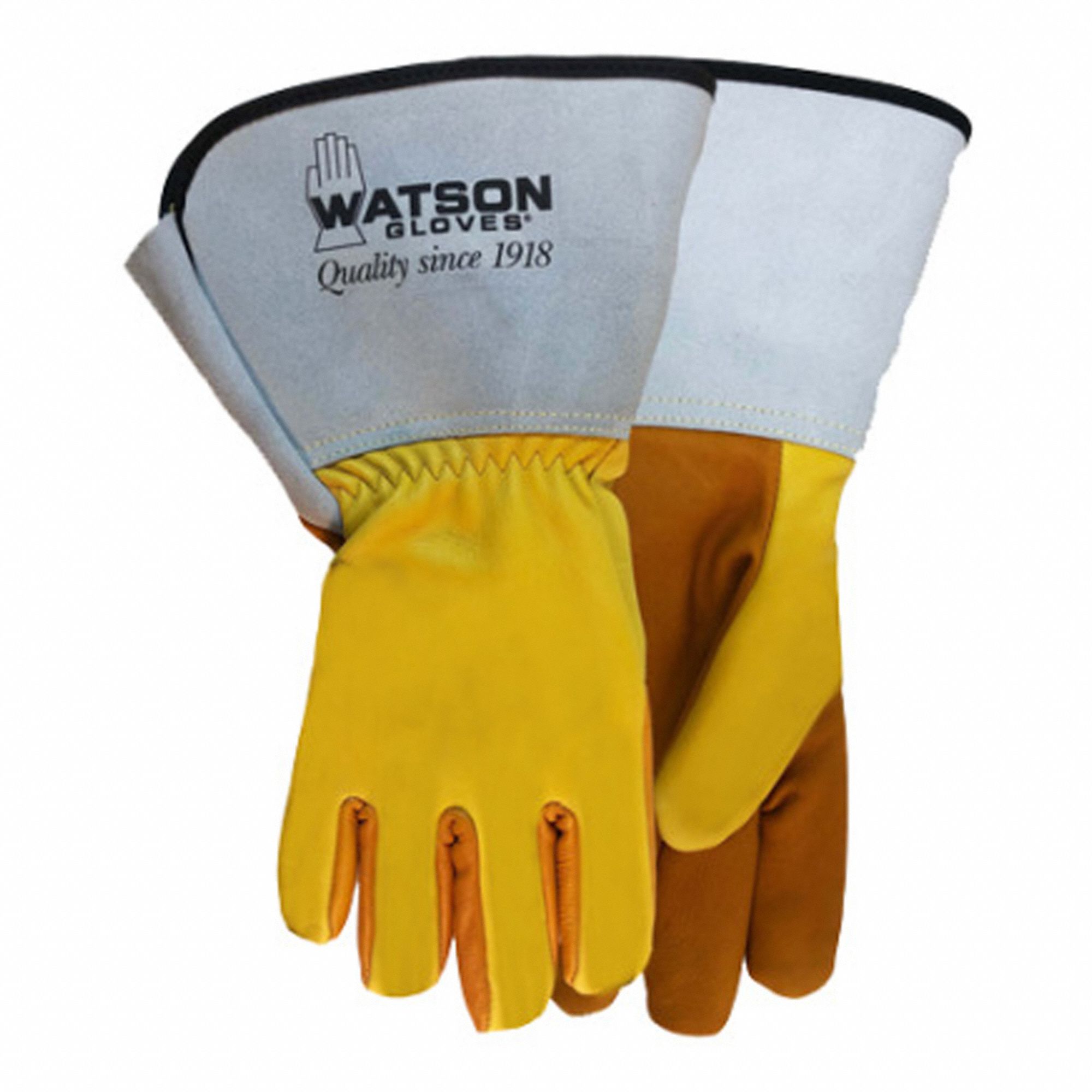 GANTS, RÉSISTANT L'ABRASION, NON ENDUITS, TAILLE PETITE/7, 14PO L, JAUNE, CUIR VACHE