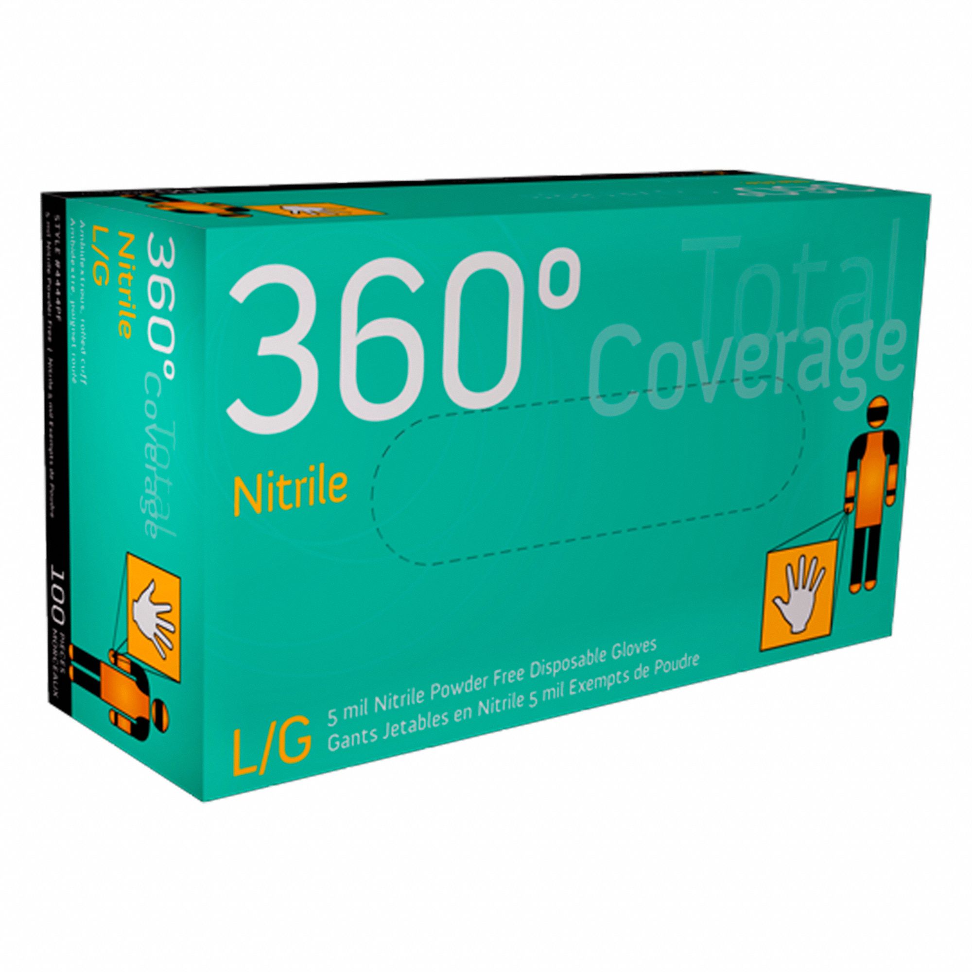 DISP GLOVES, 9 1/2 IN L/5 MIL THICK, SIZE 10/XL, TEAL, NITRILE, BX 100