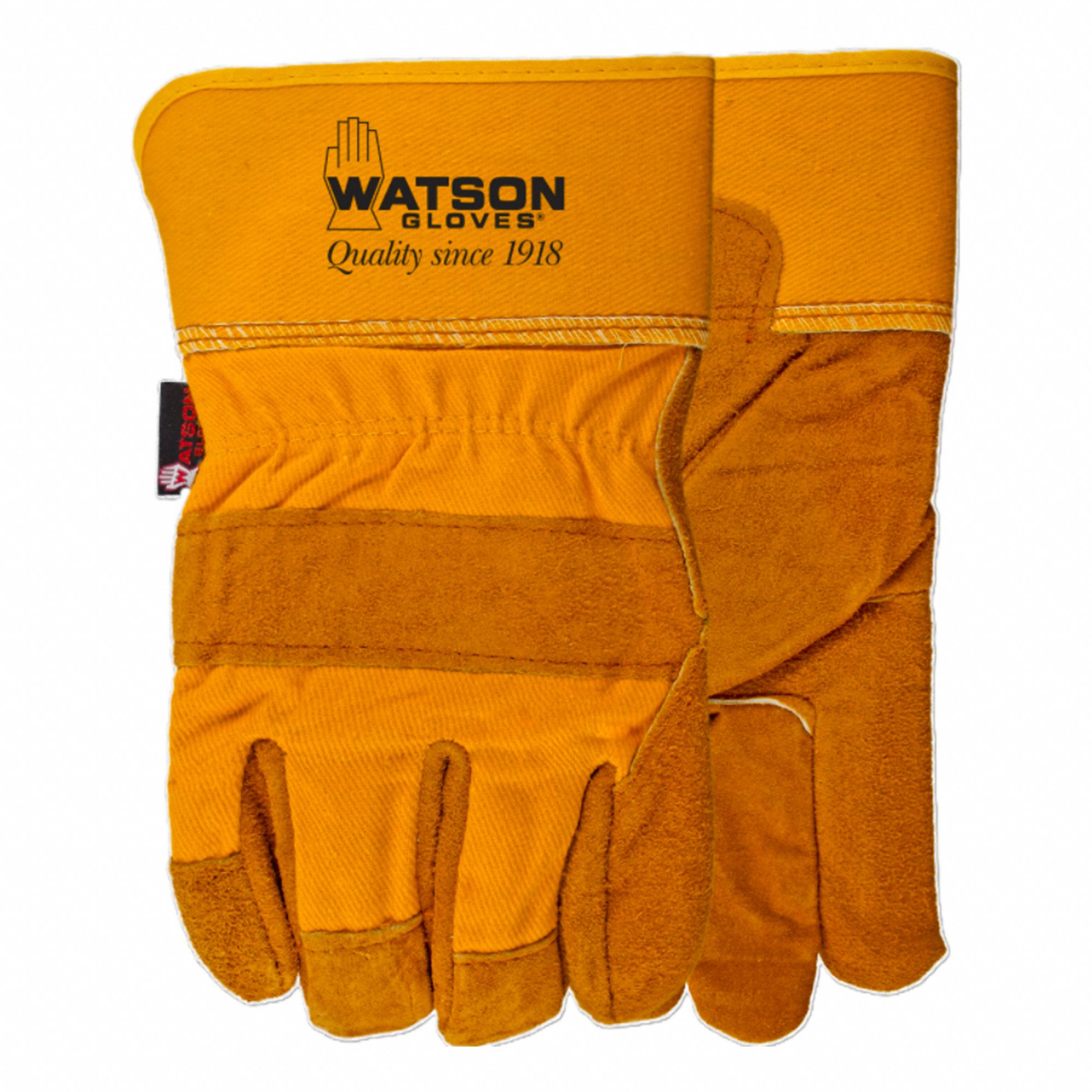 HAND JOB LEATHER GLOVES, TAN, ONE SIZE, COWHIDE, SAFETY, SLIP-ON CUFF