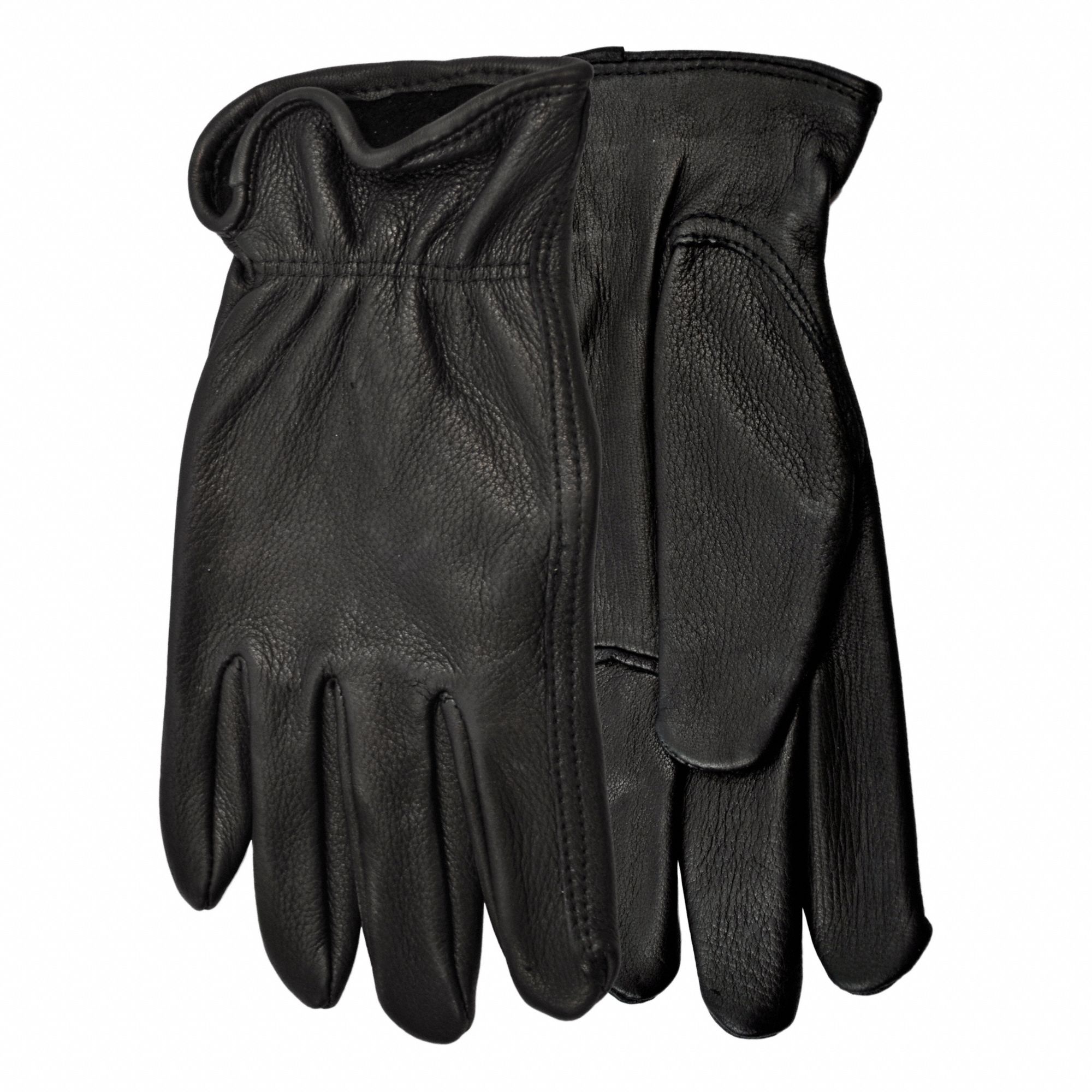 RANGE RIDER GLOVE, SLIP-ON SHIRRED CUFF, UNLINED, SZ L/9, BLACK, DEERSKIN, PR