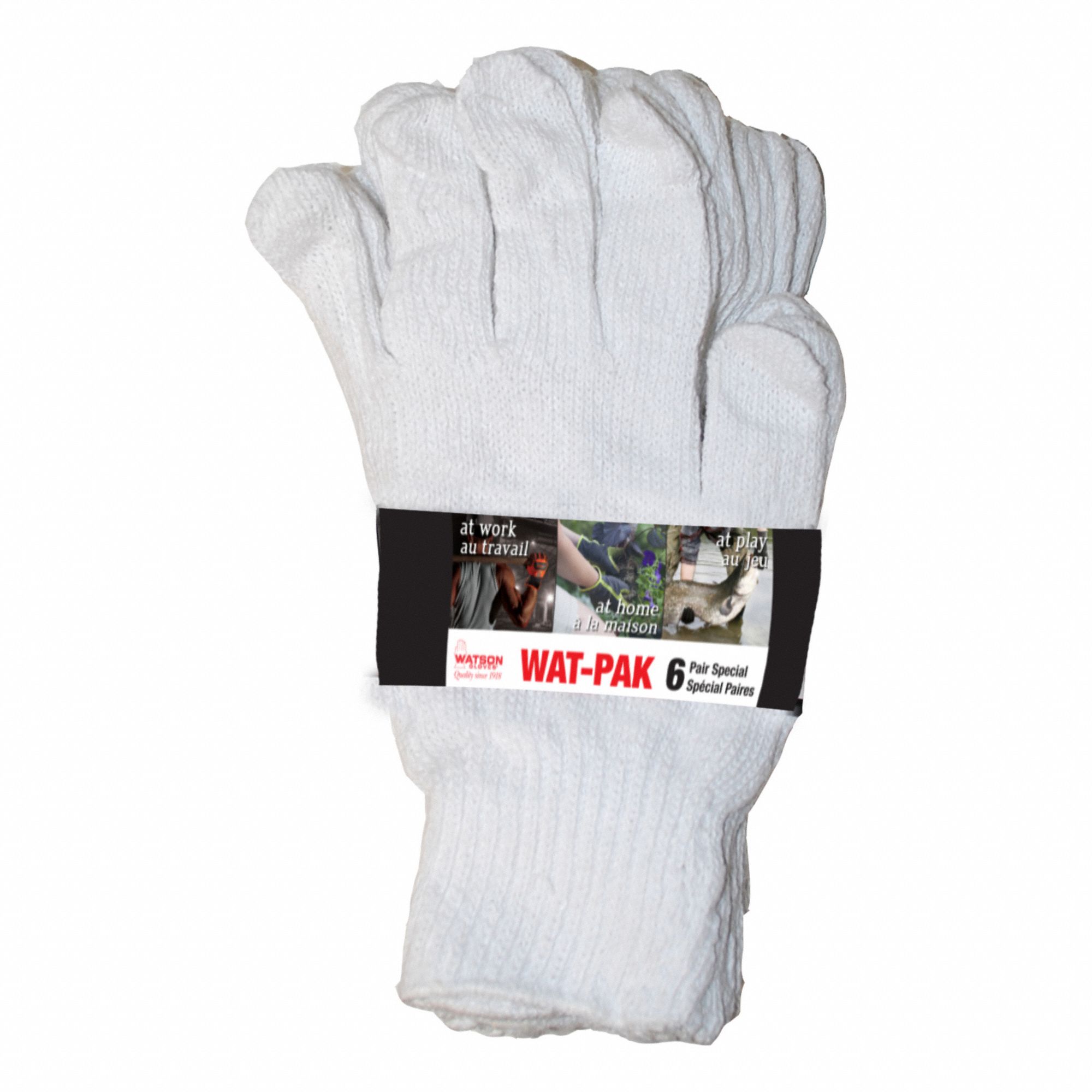 GANTS EN TRICOT, TAILLE P, BLANC, POLYESTER/COTON, PQ 6