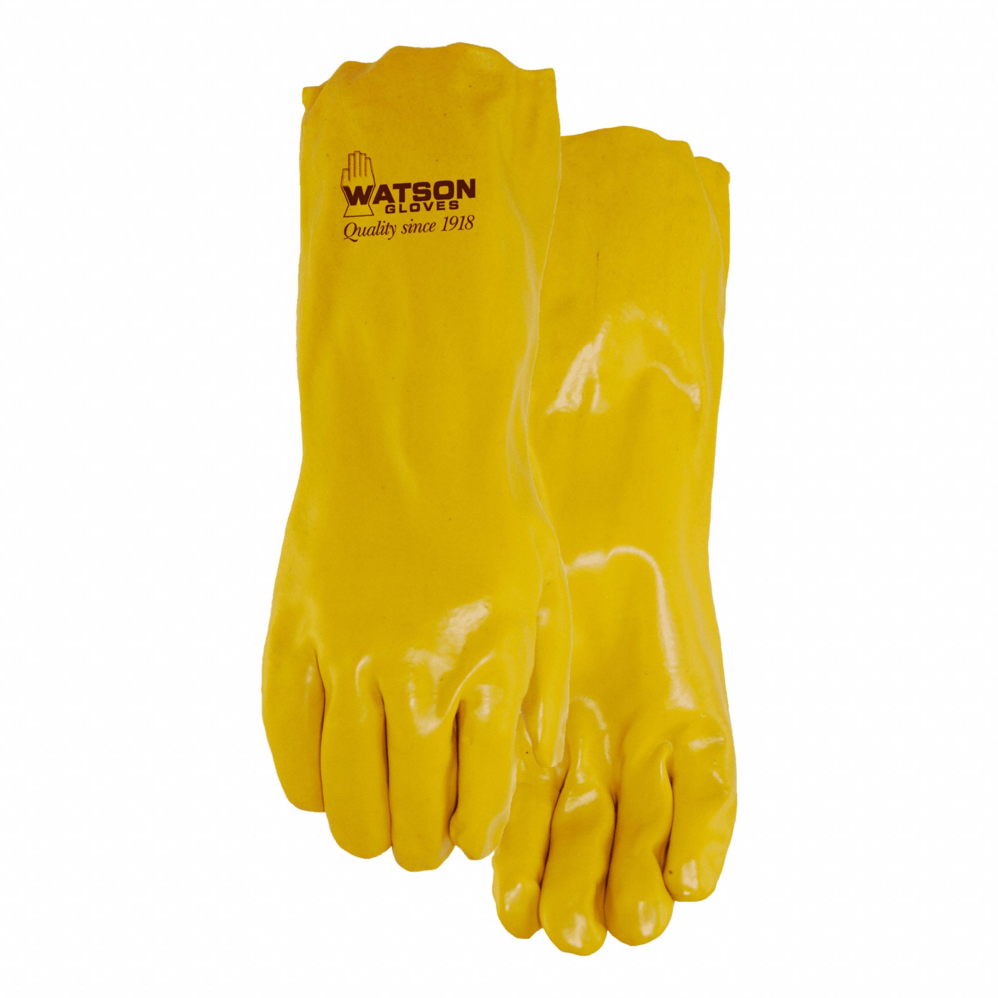 CHEMICAL COATED GLOVES W/GAUNTLET CUFF, UNIVERSAL, 14 IN, SINGLE DIP PVC