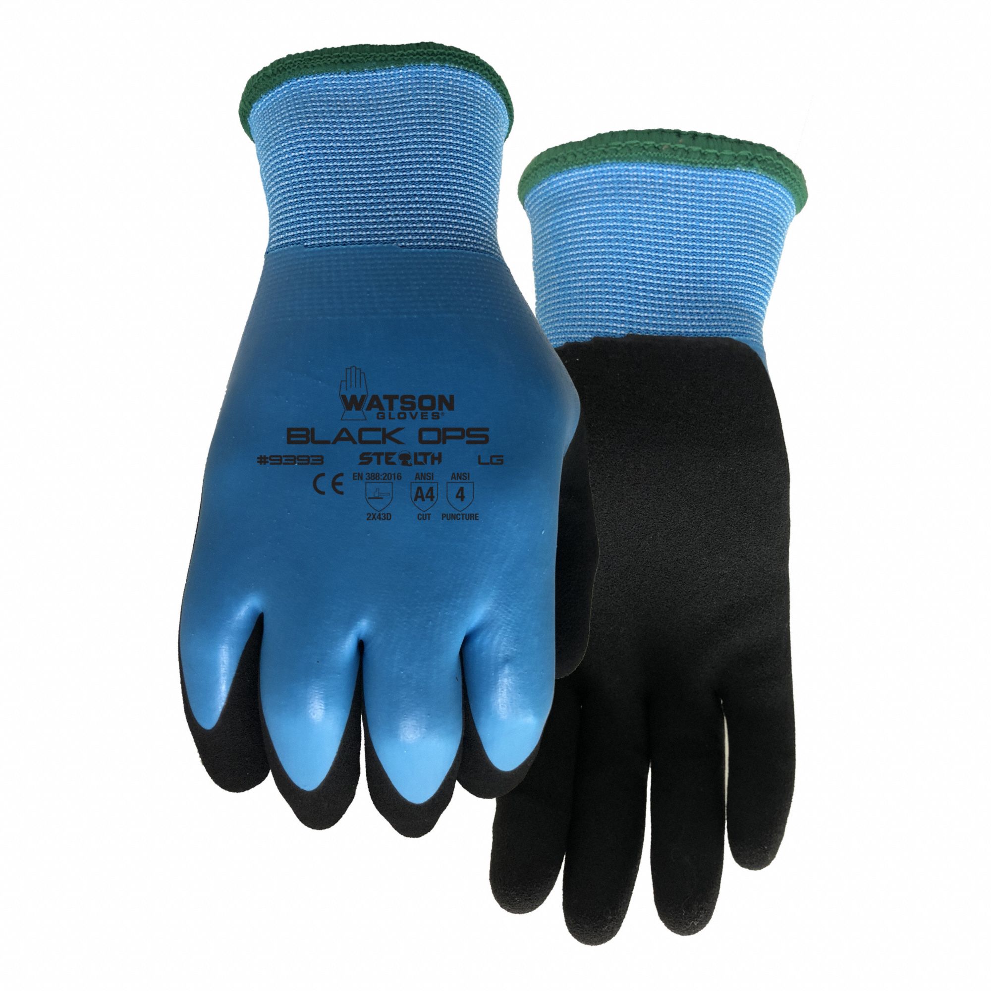 COATED GLOVES, XL, BLUE, NYLON/ACRYLIC LINING,¾ DIP PVC