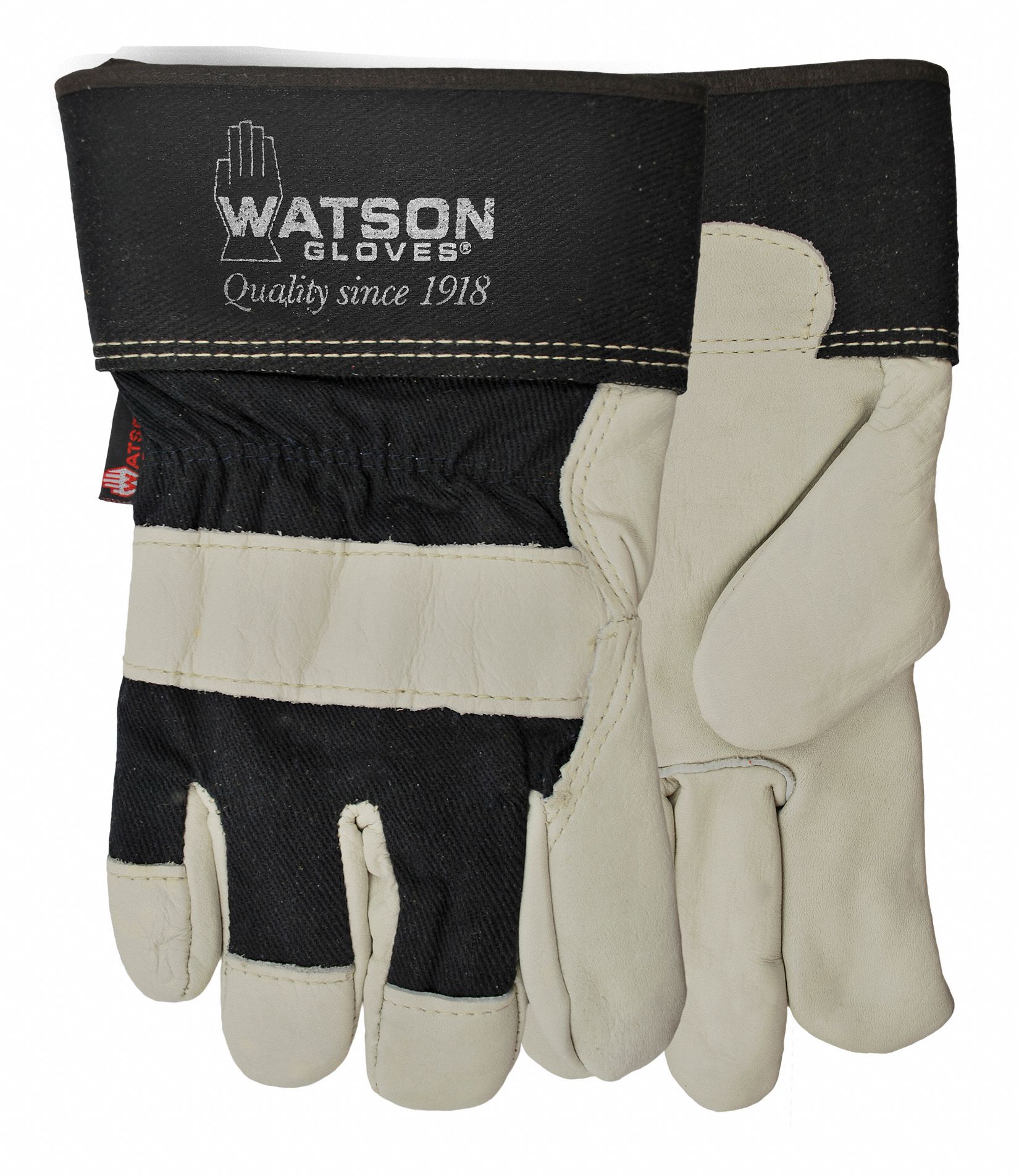 LEATHER GLOVES, GUNN CUT, WING THUMB, WRAPPED, XL/SZ 10, GRY/BLK, COWHIDE/THINSULATE/COTTON, PAIR