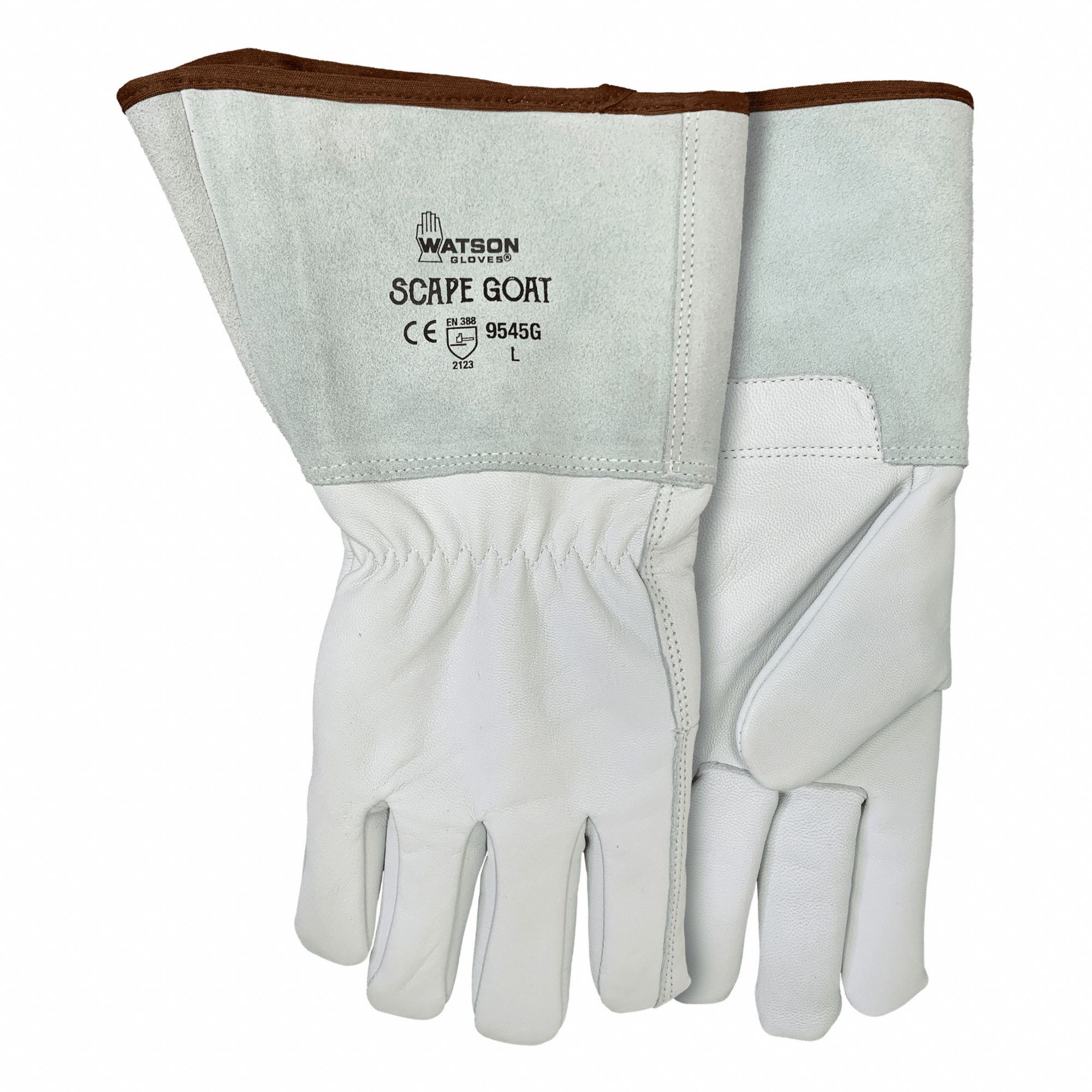 WELDING GLOVES, M, 5½ IN, OFF WHITE, GAUNTLET CUFF, GOATSKIN