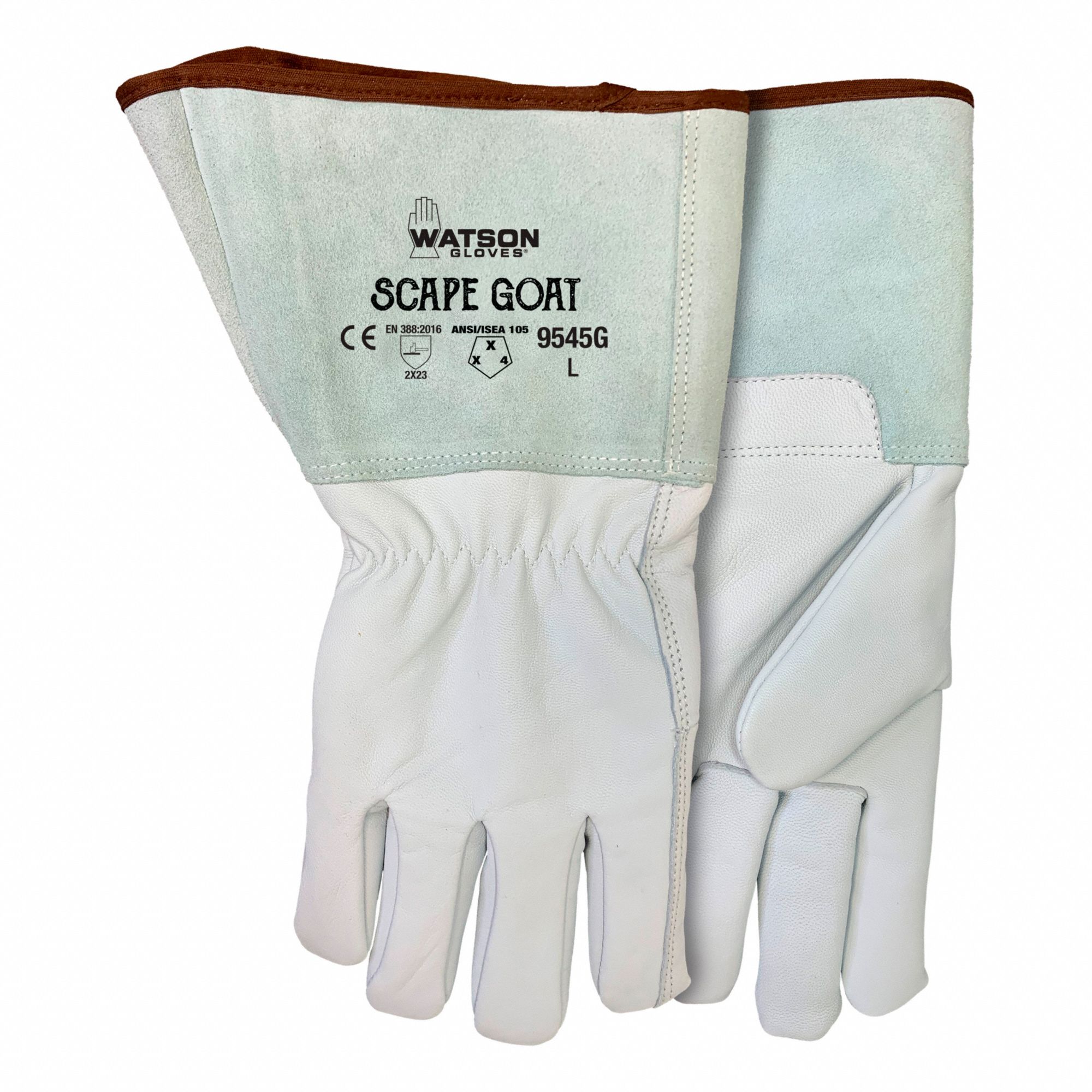 WELDING GLOVES, M, 5½ IN, OFF WHITE, GAUNTLET CUFF, GOATSKIN