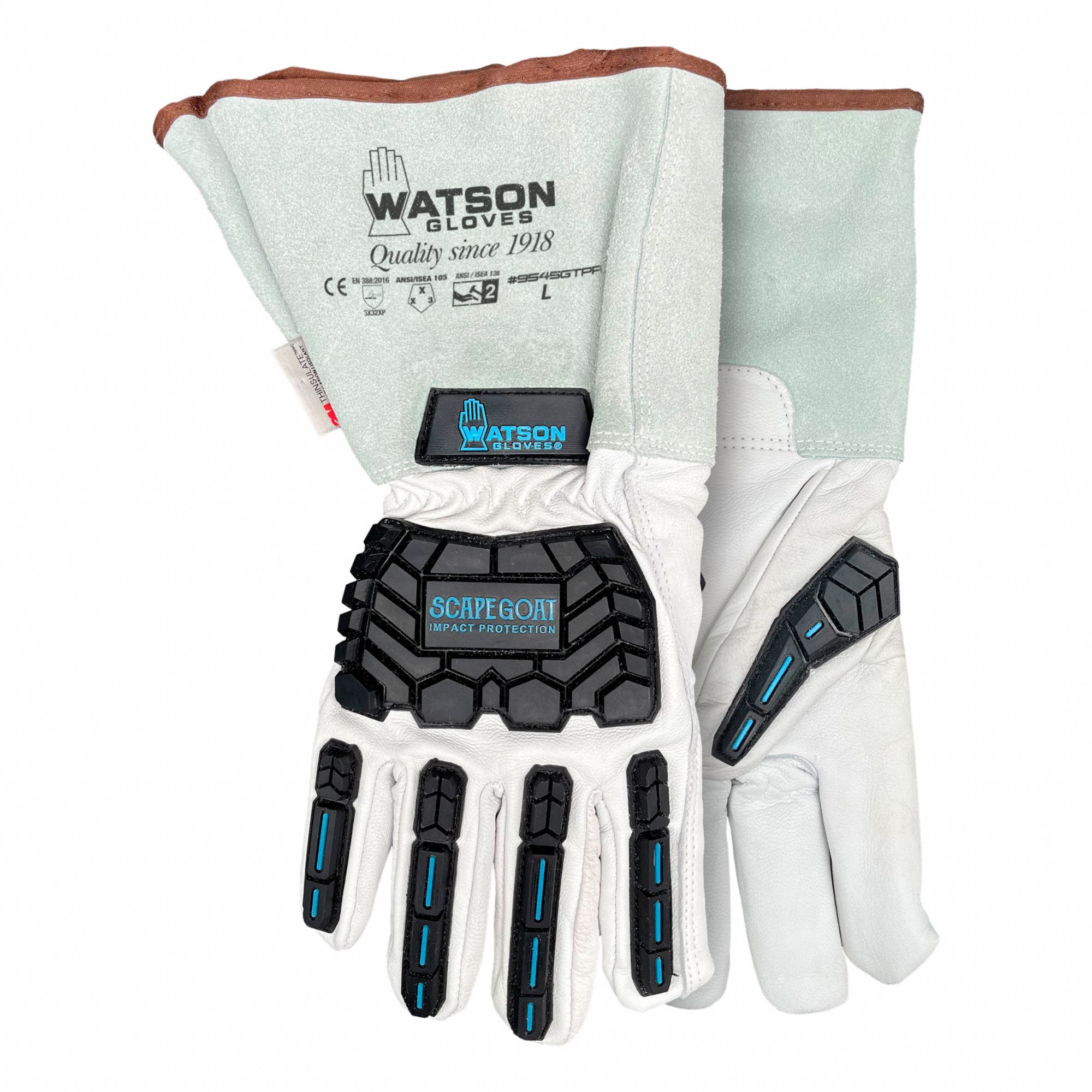 9545GTPR SCAPE GOAT GLOVES, BLK, WHT, XL, 10, GOATSKIN, GAUNTLET CUFF, THINSULATE C100