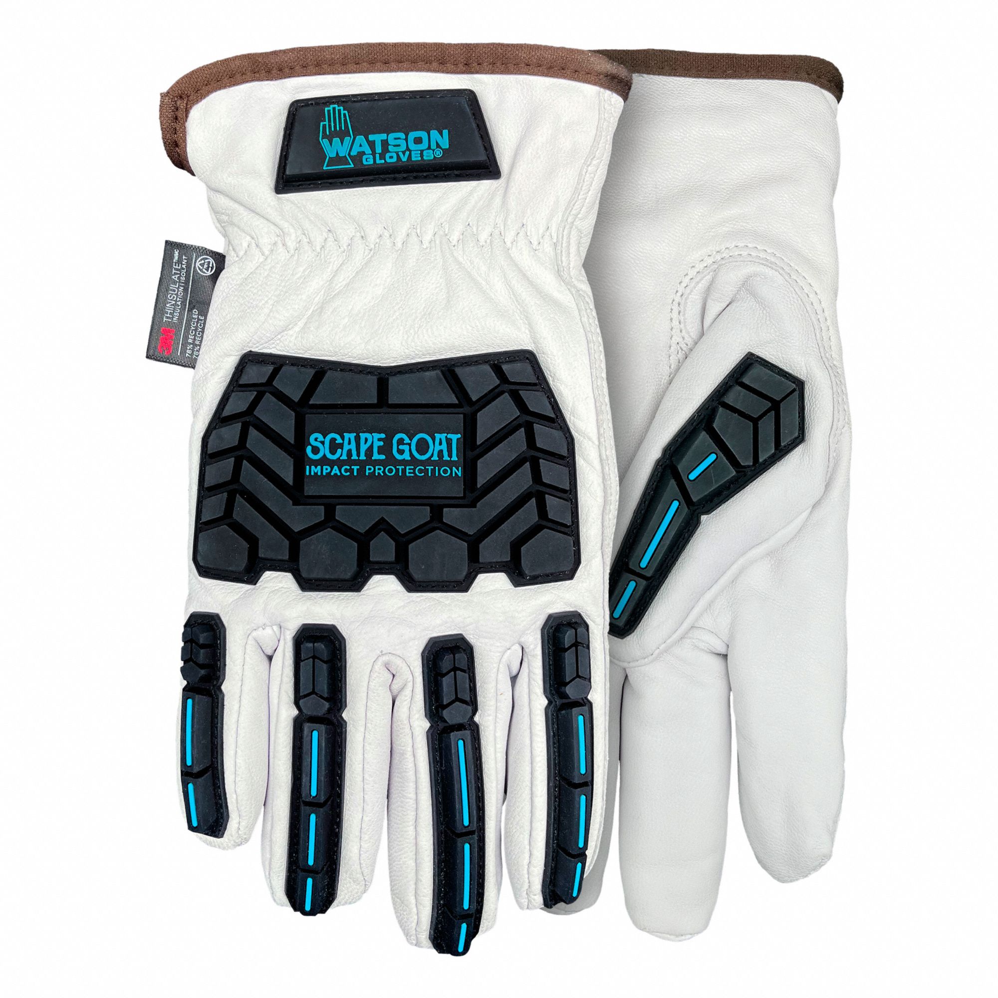 GLOVES, IMPACT-RESIST, SLIP-ON, INSULATED, FULL FINGER, XXXL/12, WHITE, GOATSKIN/TPR/THINSULATE