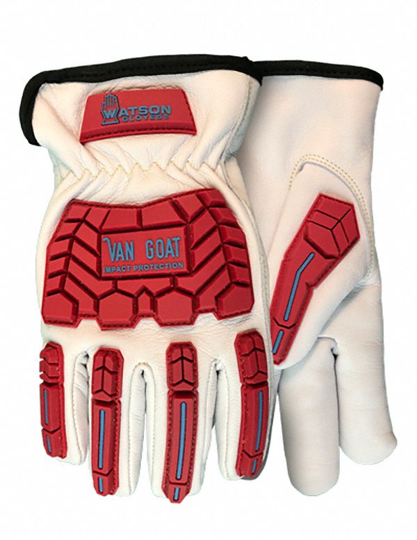 GANTS,RÉSISTE ABRASION,COUPE AMÉRICAINE,NON ENDUITS,PETITE/8,9 1/2PO L,ROUGE/BLANC,PEAU CHÈVRE