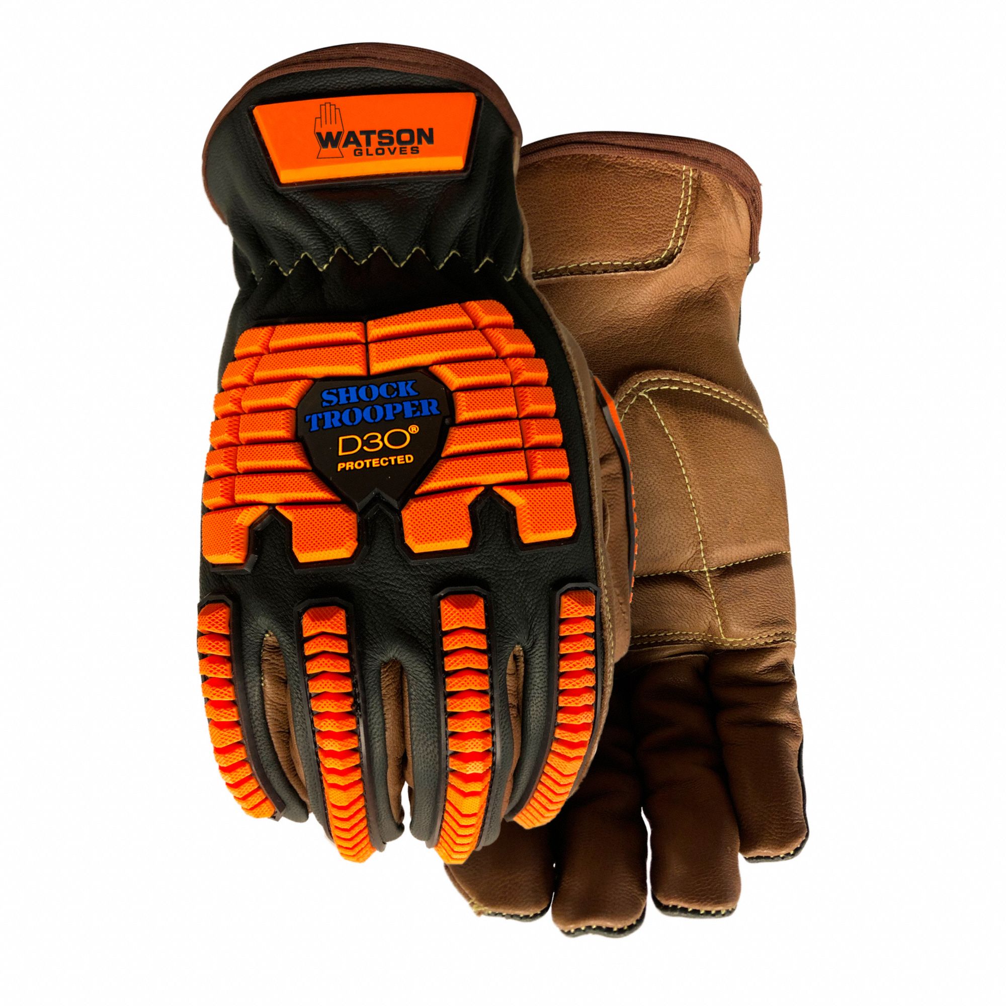 CUT-RESISTANT GLOVES, SHOCK TROOPER, GUNN CUT, L/9, BLACK/BROWN, 12 IN L, GOATSKIN