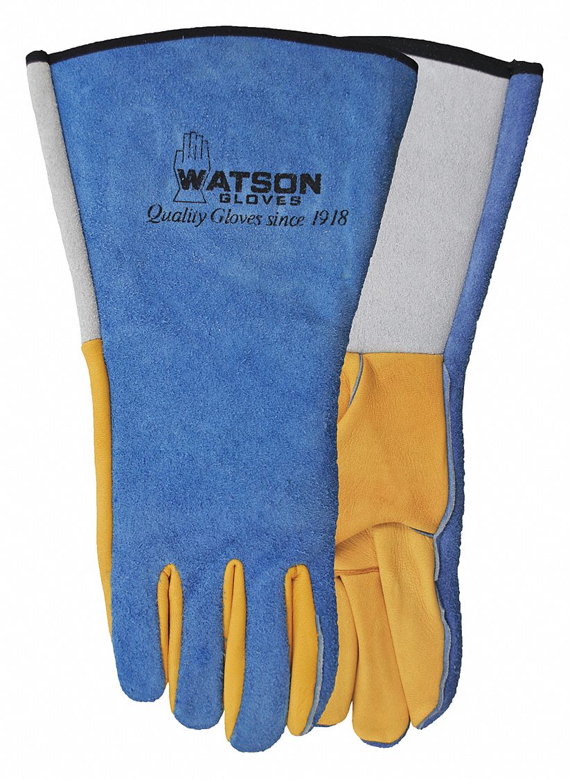 GANTS DE SOUDAGE,MIG/TIG,TLE 7/P,JNE/BLEU,CR VCHTTE/CUIR DE DAIM/KEVLAR,PR