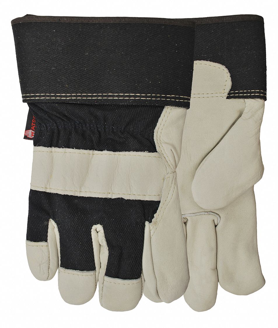 GANTS CUIR,COUPE AMÉRICAINE,POUCE AILÉ,ENVELOPPÉ,TG/TLE 10,GR/NR,CUIR VACHE/THINSULATE/COT,PAIRE