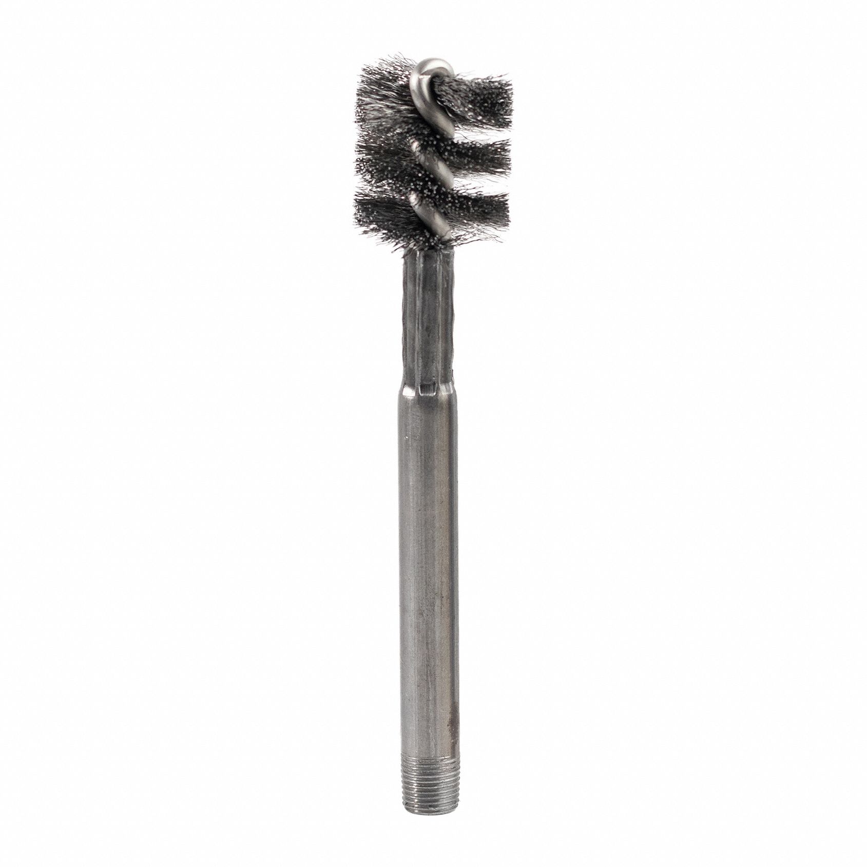 Wire Brush: Steel, 4 7/8 in Overall Lg, 1 in Overall Dia, 0.75 in Compatible Hole Dia