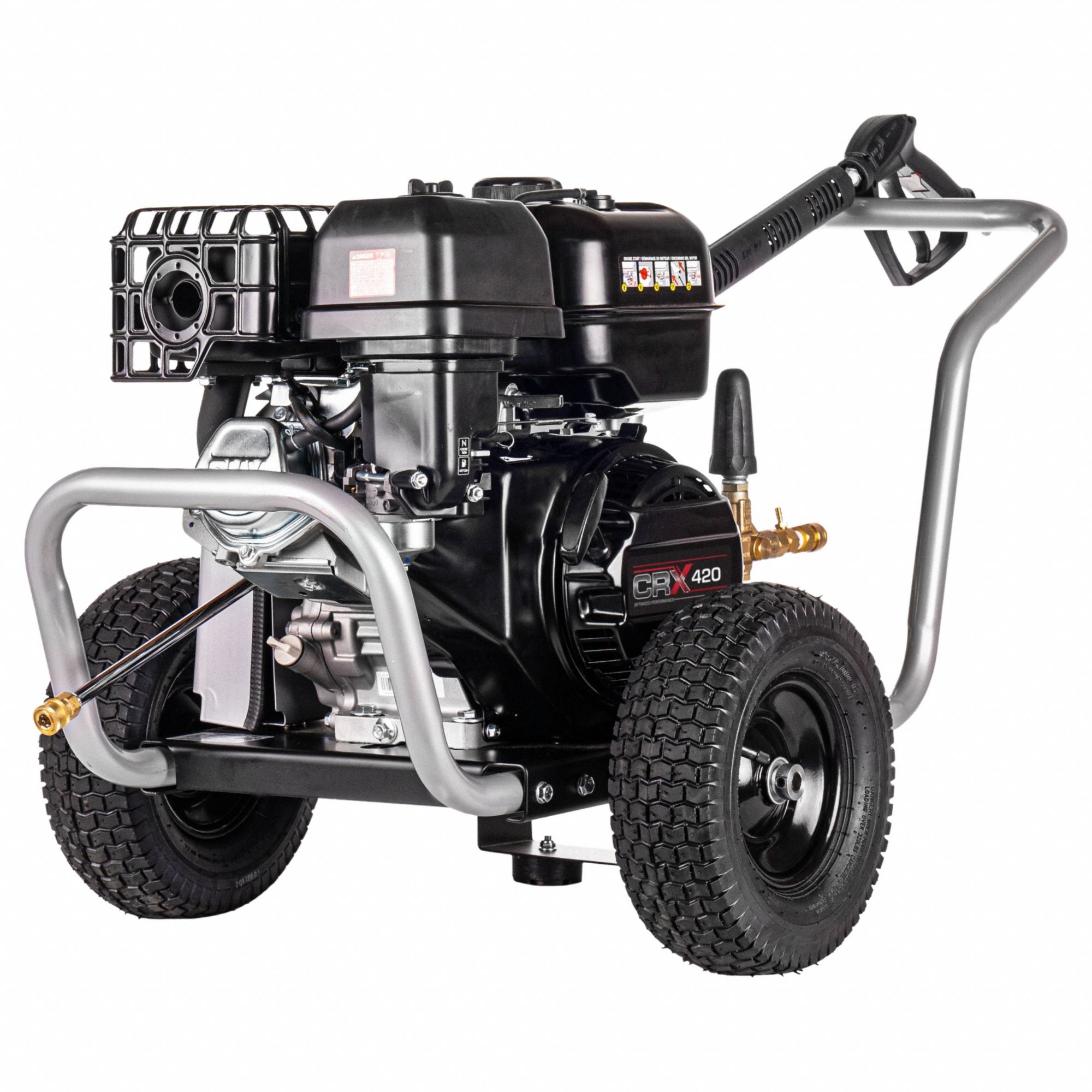 Gas-Powered Pressure Washer: Medium Duty, Cart, 4, 400 psi, 4 gpm, 420 cc Engine Displacement