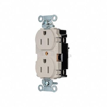 Receptacle: Duplex, Light Almond, 5-15R, 15 A, 125V AC, 2 Pole / 3 Wire, Push In, Gen Use