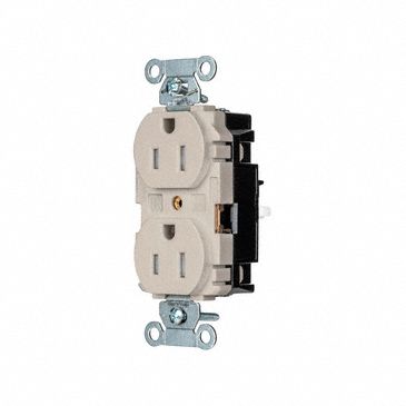 Receptacle: Duplex, Light Almond, 5-15R, 15 A, 125V AC, 2 Pole / 3 Wire, Push In