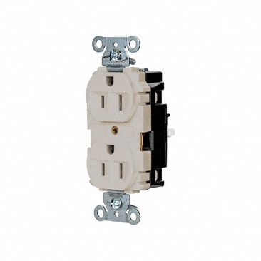 Receptacle: Duplex, Light Almond, 5-15R, 15 A, 125V AC, 2 Pole / 3 Wire, Push In