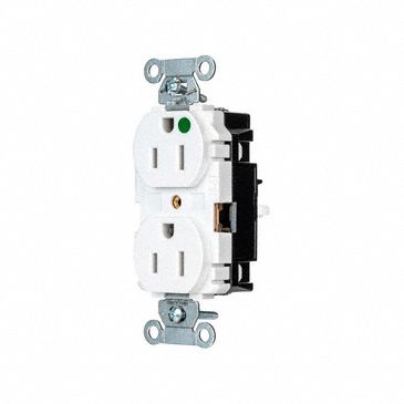 RECEPTACLE,15 A,WHITE,125V AC