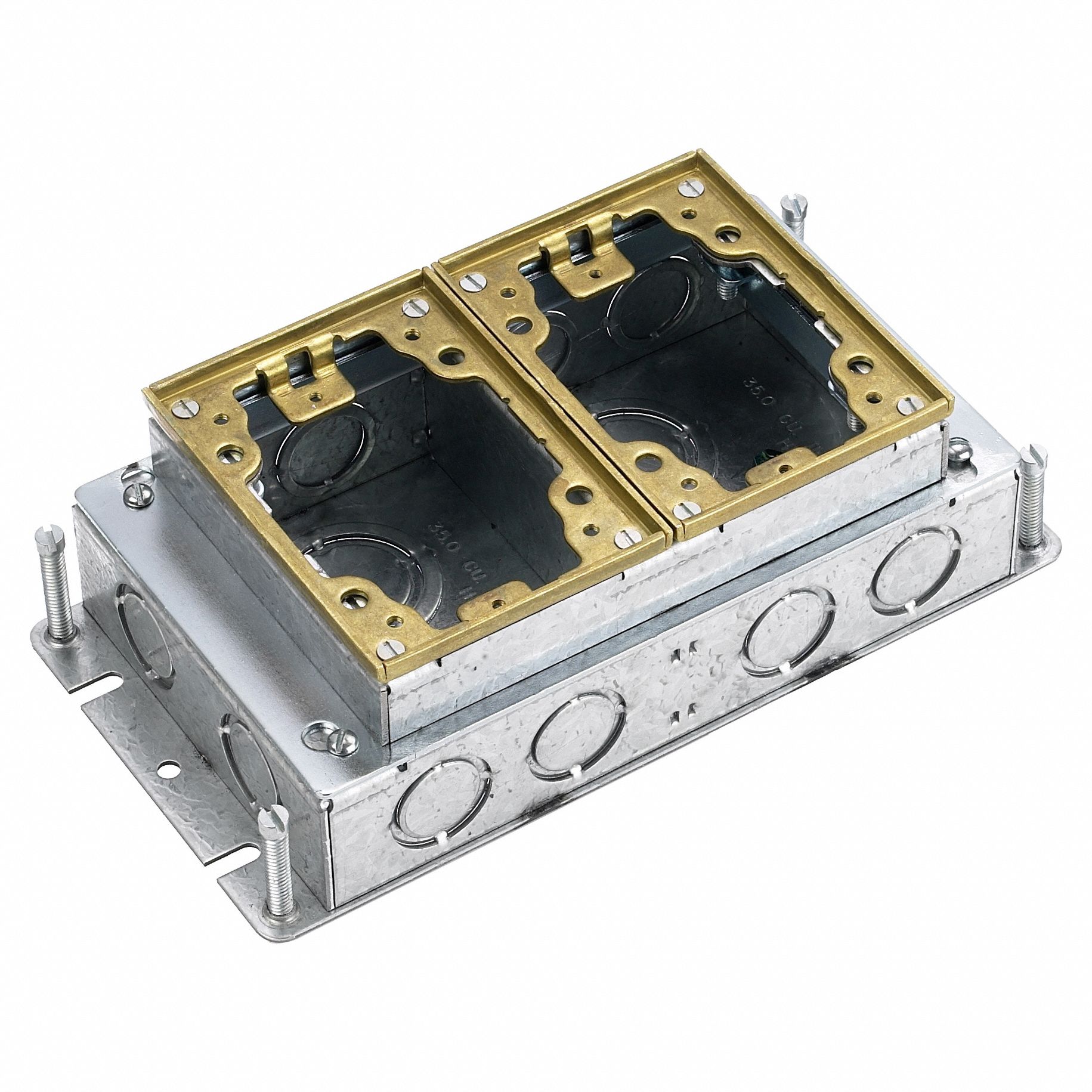 Floor Box: Rectangular, 35 cu in Capacity, Cover Included